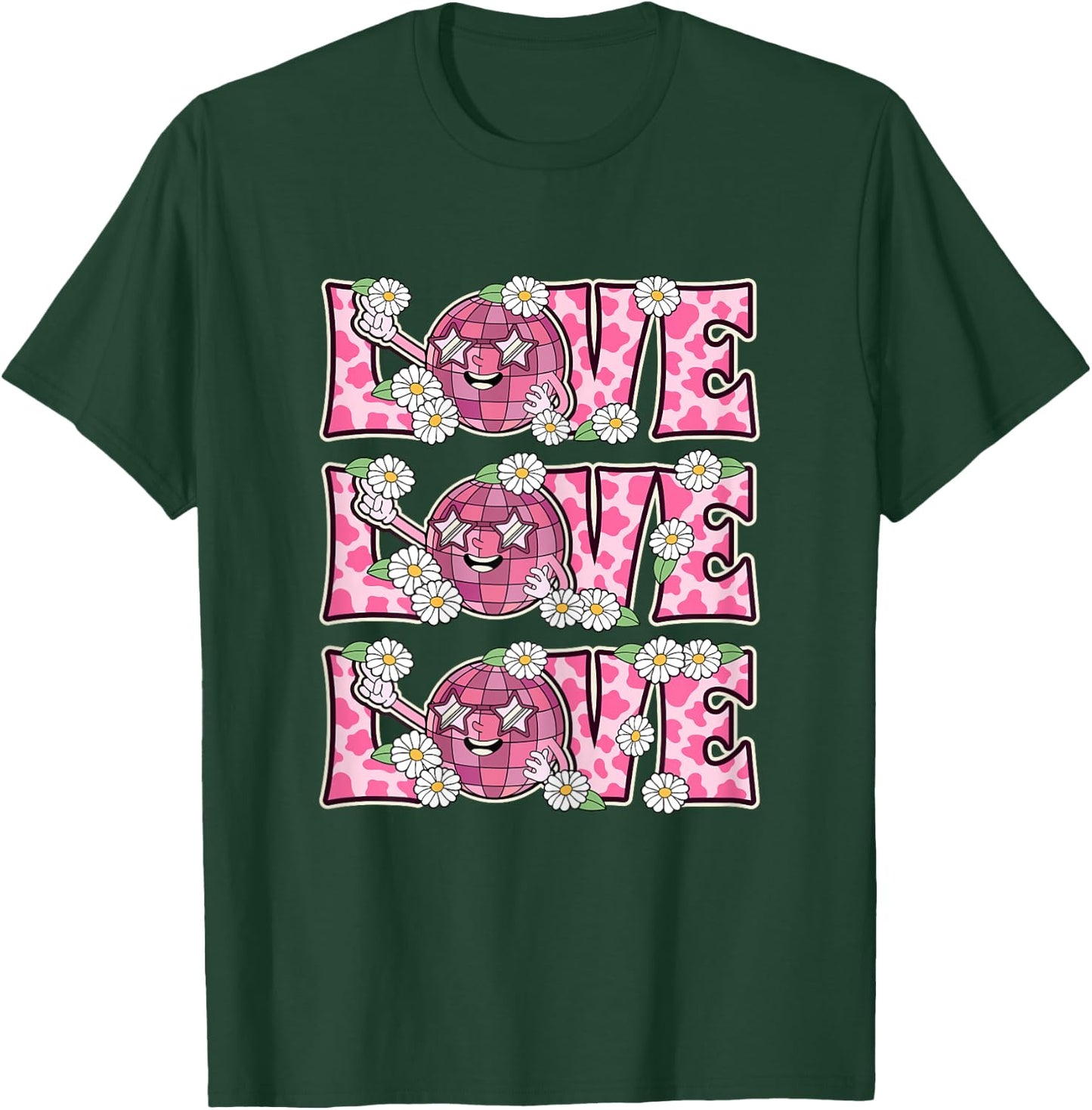 Love Disco Outfit Women Teen Girl 70s Costume Cute 70s Disco T-Shirt - T-Shirt | Forest