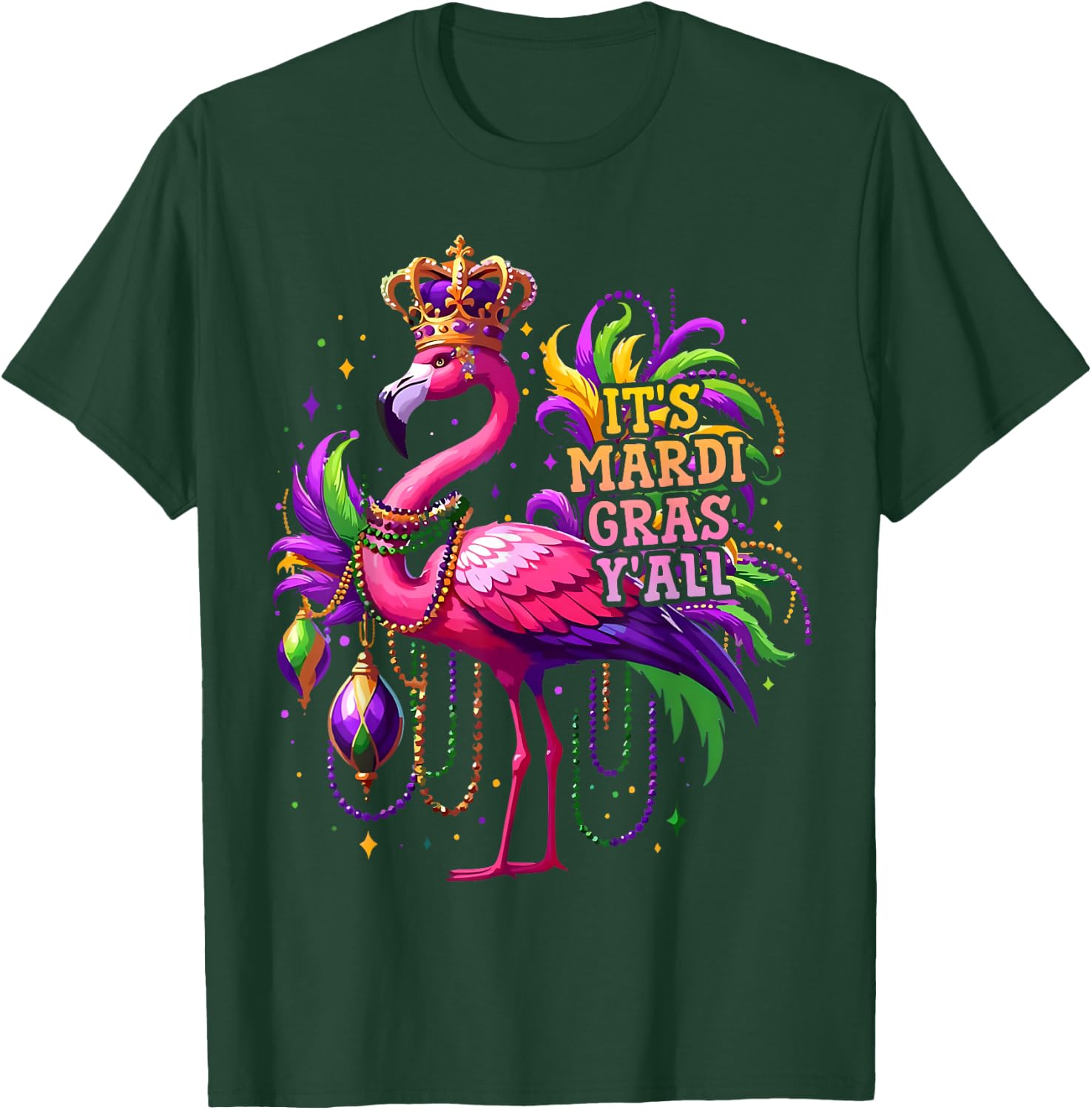 Funny Carnival Party Gift Flamingo Mardi Gras T-Shirt - T-Shirt | Forest