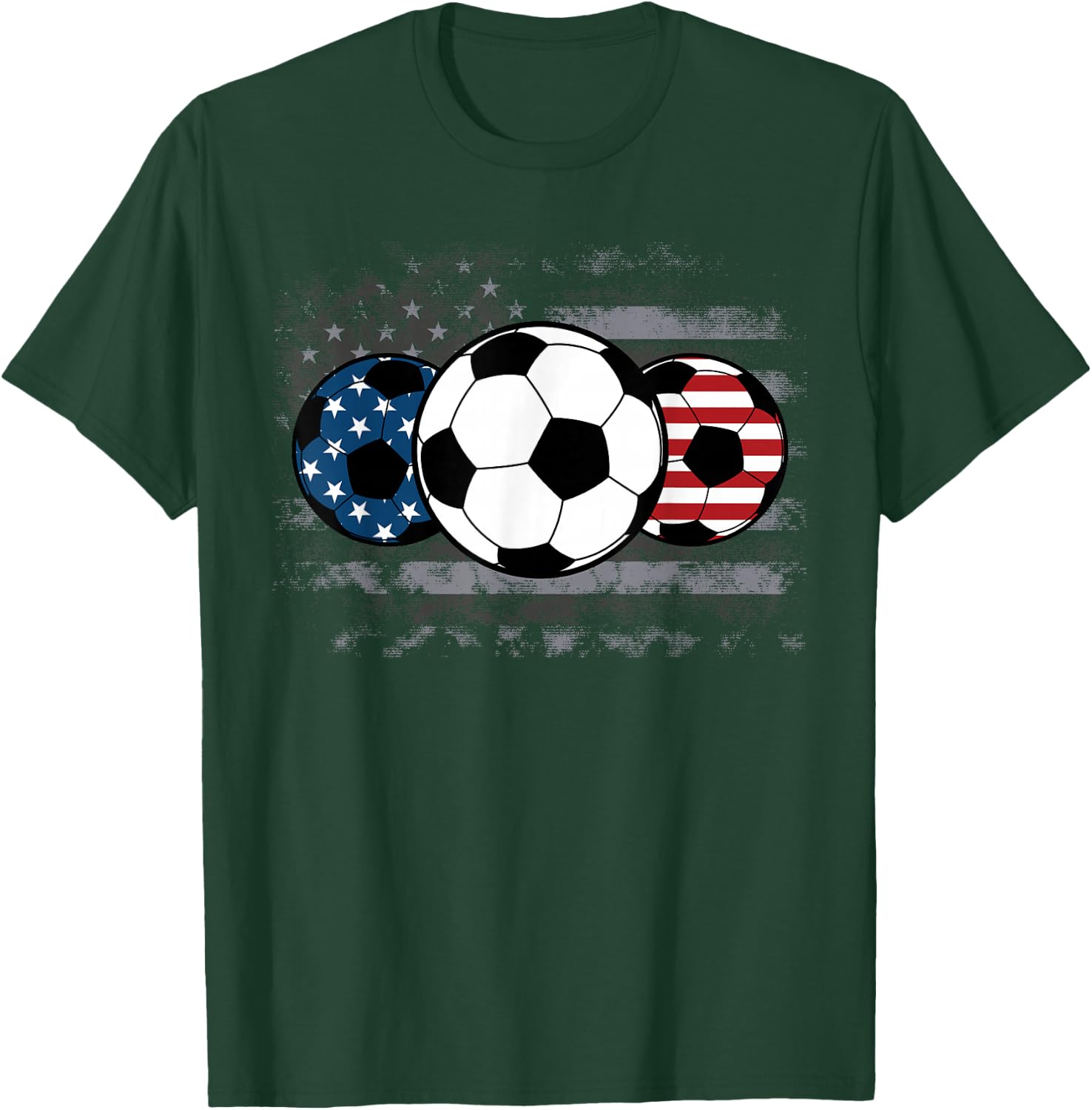 Soccer Red White Blue American Flag 4th of July T-Shirt - T-Shirt | Forest