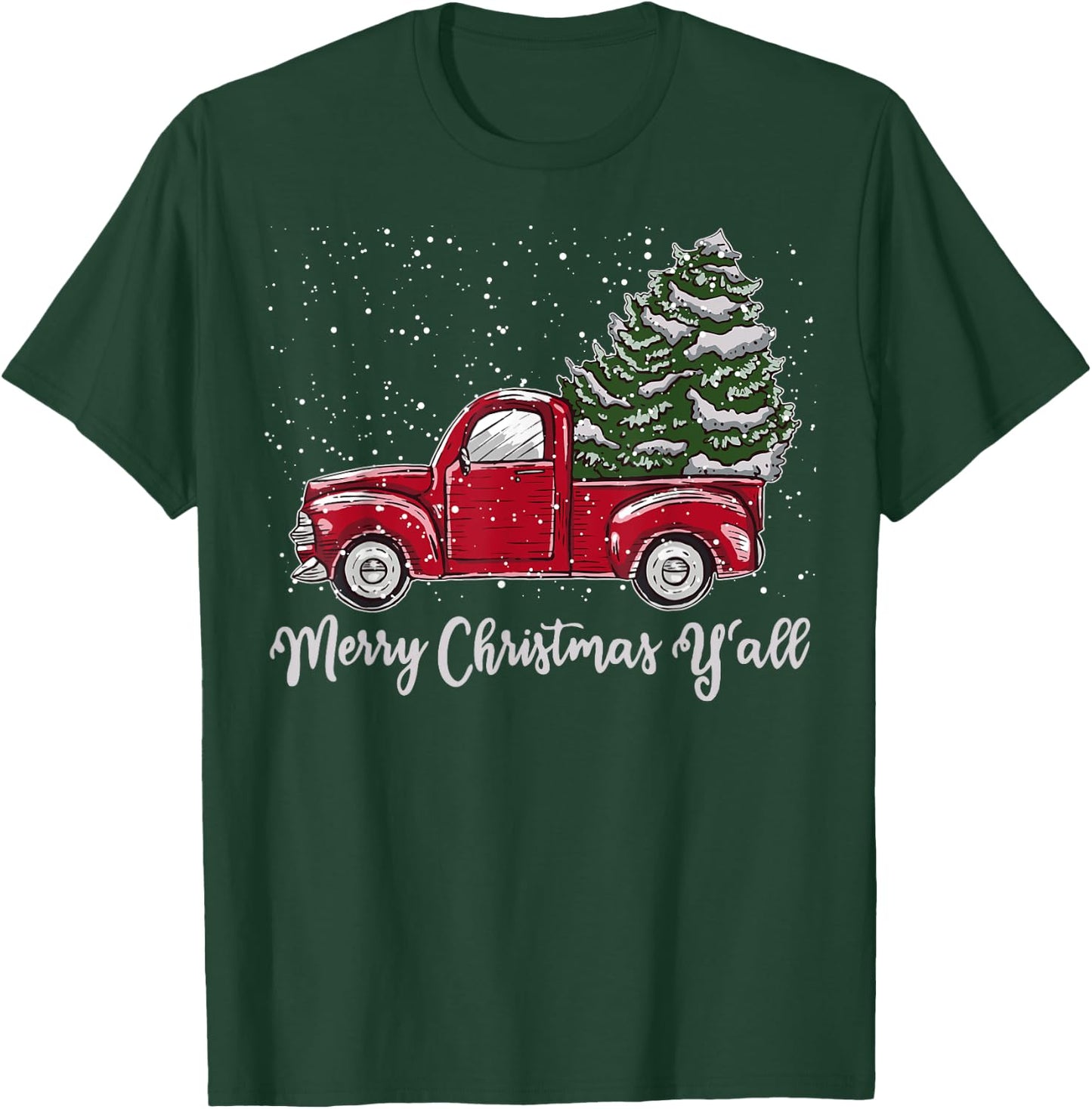 Red Truck Christmas Shirt - Merry Christmas Yall T-Shirt - T-Shirt | Forest