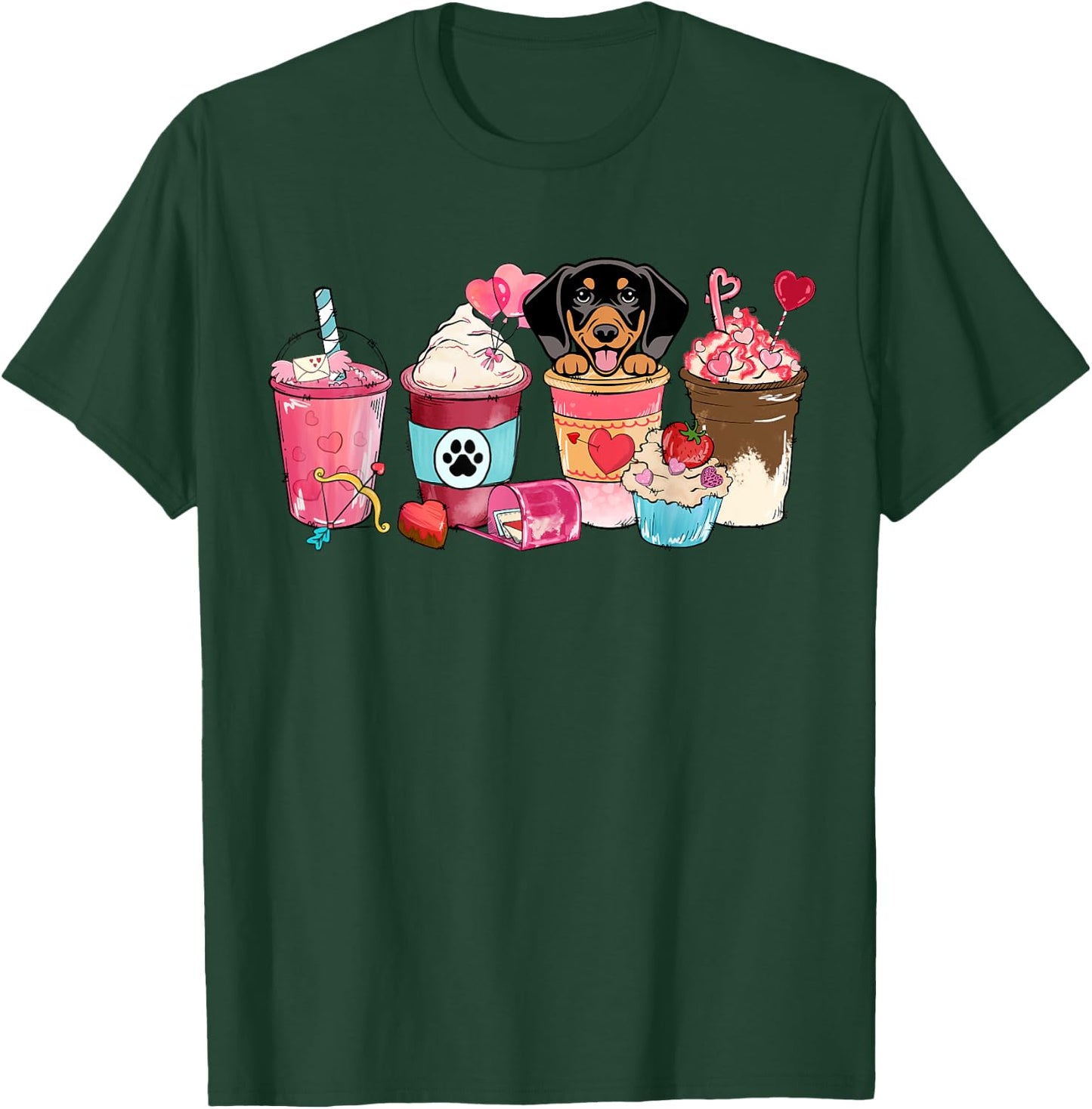 Dachshund Coffee Lover Dog Mom Valentines Day Doxie Weiner T-Shirt - T-Shirt | Forest