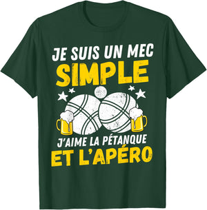 Guy simple aperitif pétanque funny boccia bouliste pétanque T-Shirt - T-Shirt | Forest