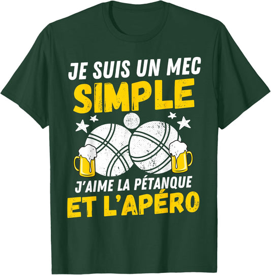 Guy simple aperitif pétanque funny boccia bouliste pétanque T-Shirt - T-Shirt | Forest