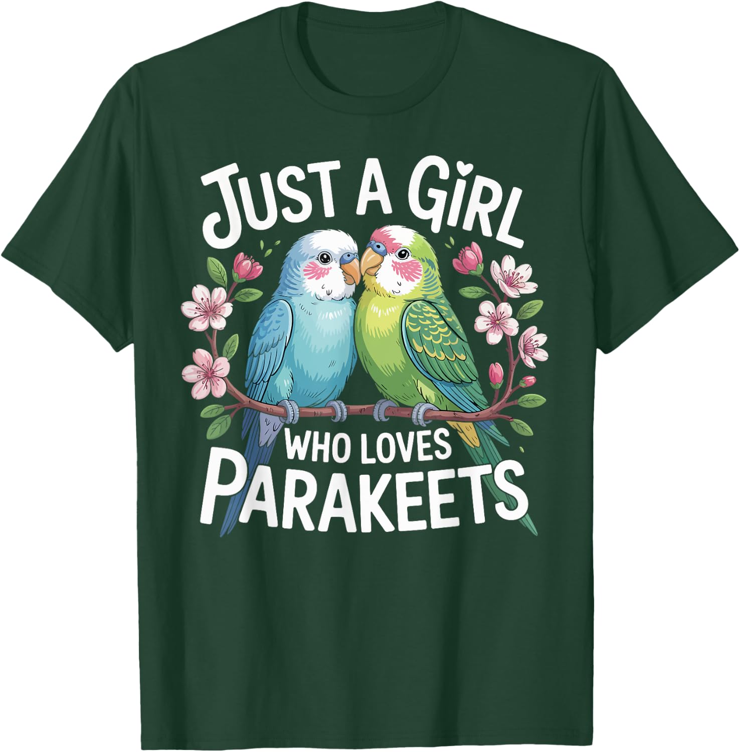 Just a Girl Who Loves Parakeets Cute Bird Gifts Girls Kids T-Shirt - T-Shirt | Forest