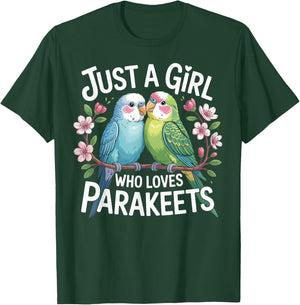 Just a Girl Who Loves Parakeets Cute Bird Gifts Girls Kids T-Shirt - T-Shirt | Forest