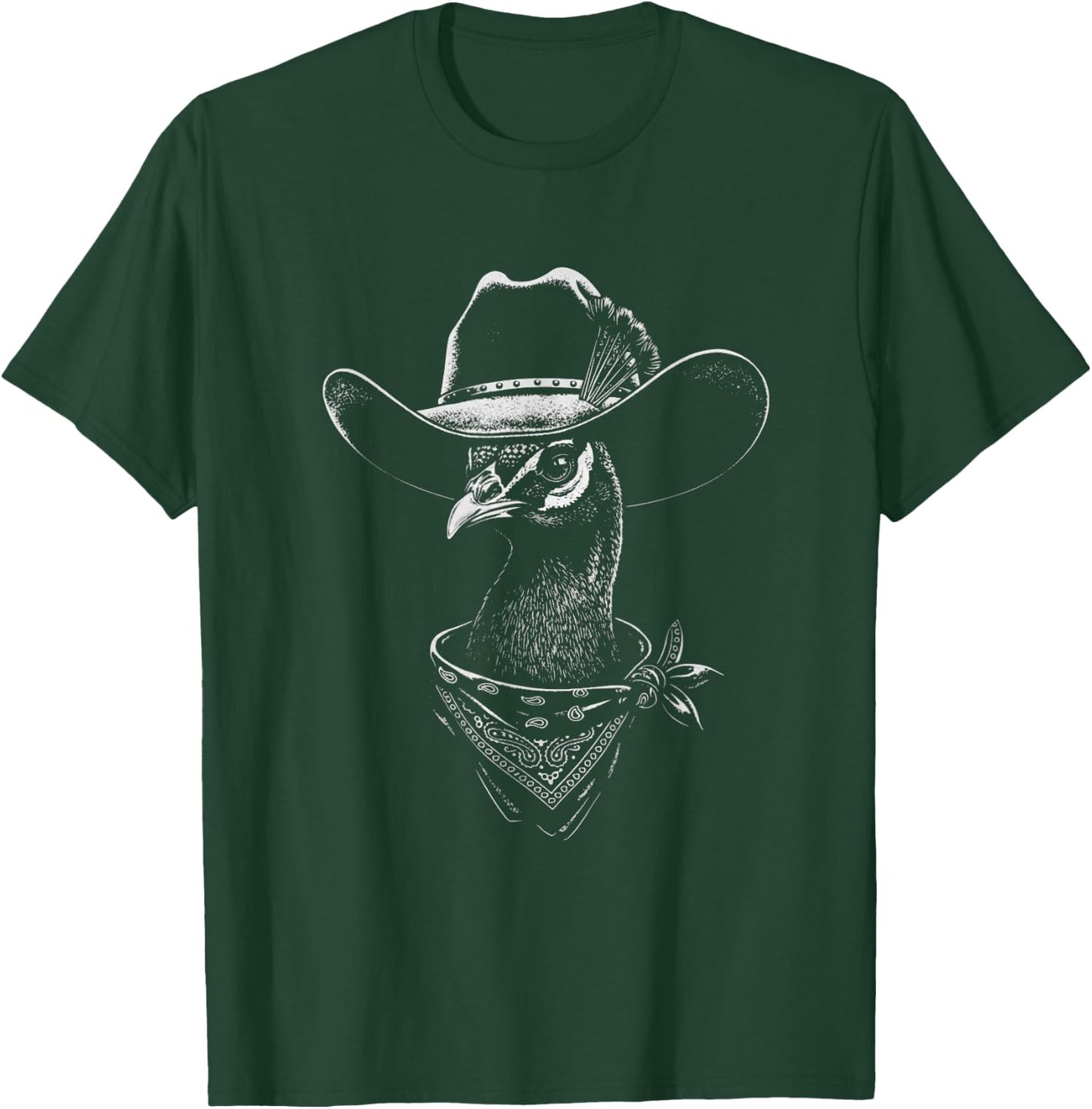 Cowboy Peacock Portrait Vintage Western Bird Wild West T-Shirt - T-Shirt | Forest