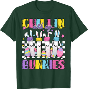 Chillin' With My Bunnies Nurse Blood Tube Phlebotomist Tech T-Shirt - T-Shirt | Forest