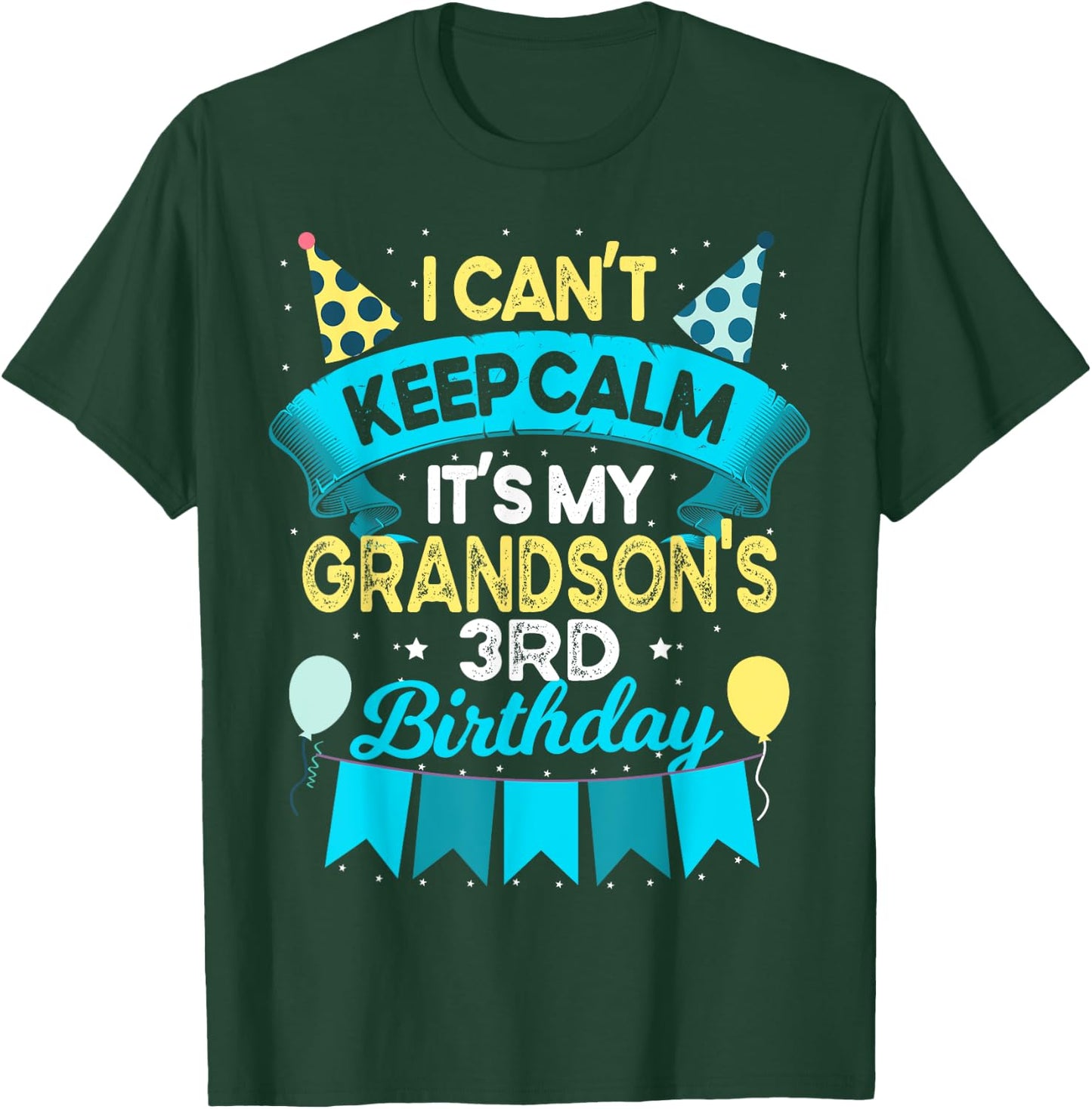 3 Years Old Grandson Gift It's My Grandson 3rd Birthday T-Shirt - T-Shirt | Forest