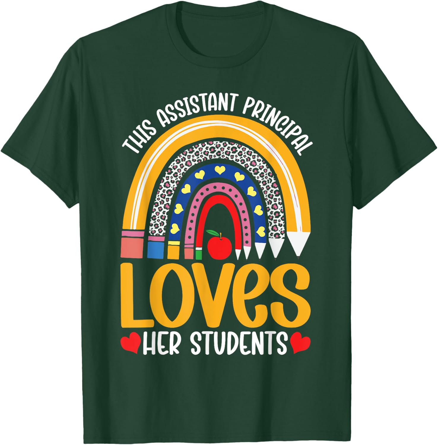 This Assistant Principal Loves Her Students Leopard Rainbow T-Shirt - T-Shirt | Forest