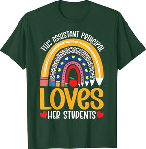 This Assistant Principal Loves Her Students Leopard Rainbow T-Shirt - T-Shirt | Forest