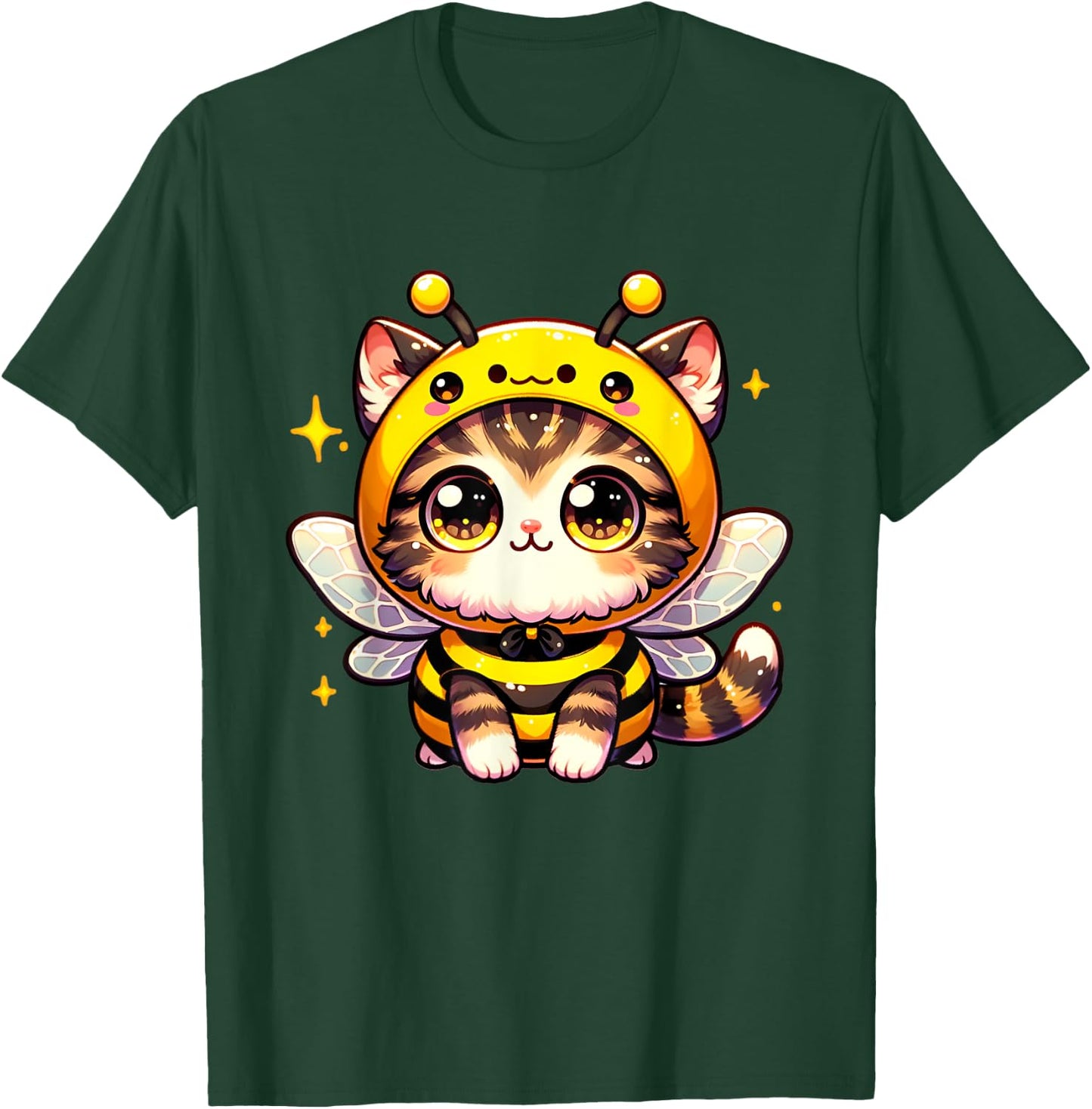 Cute kawaii cat in a bee costume halloween bee theme T-Shirt - T-Shirt | Forest