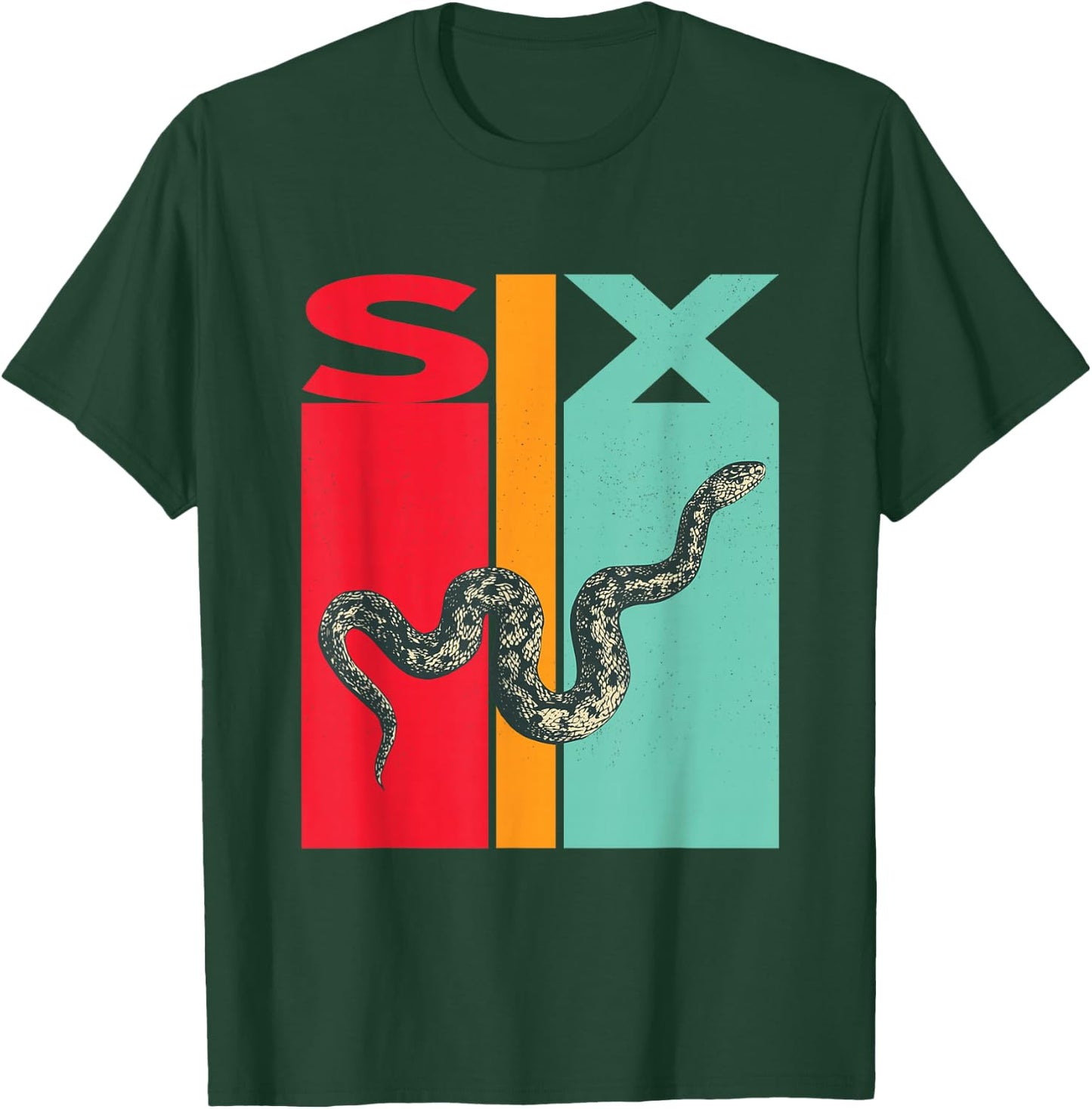 6th Birthday Vintage Snake Pet Reptile 6 Years Old T-Shirt - T-Shirt | Forest