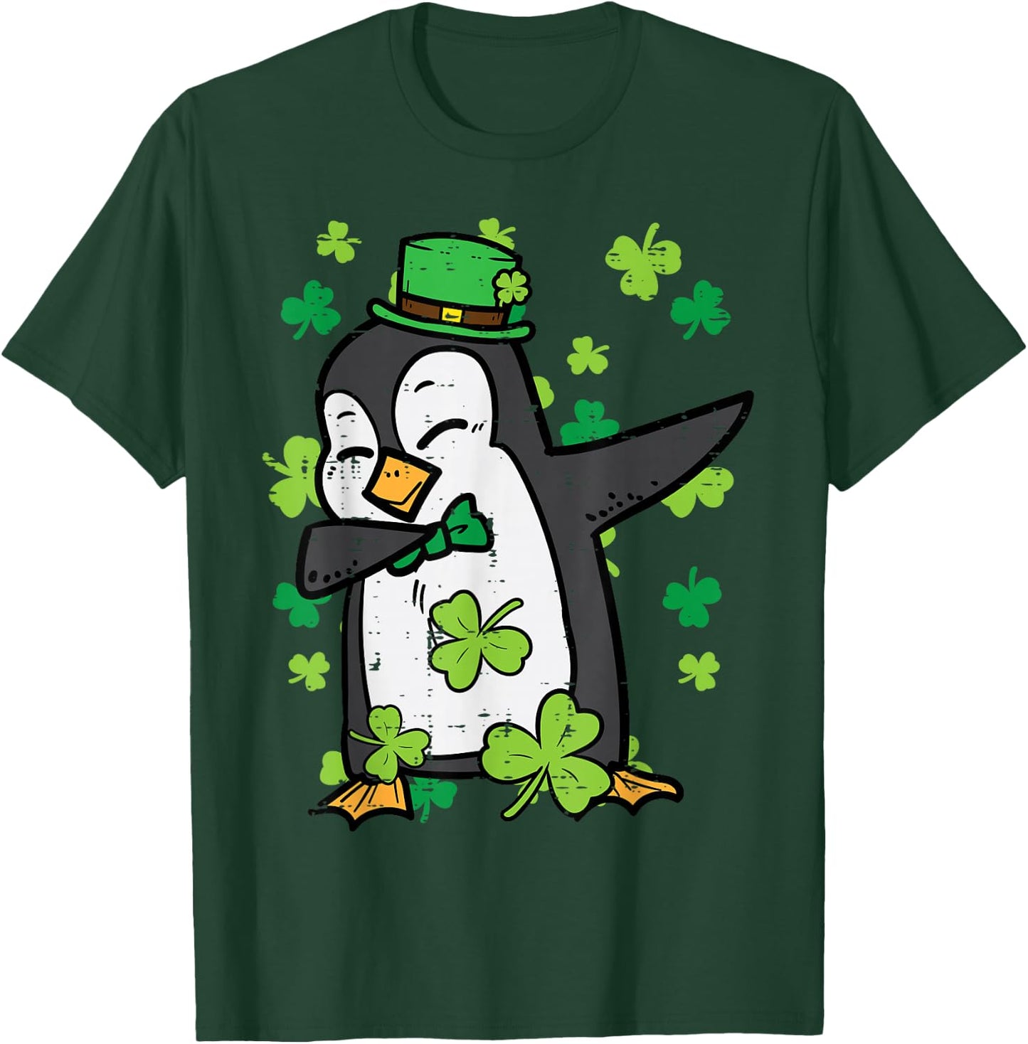 St Patricks Day Penguin Dab Saint Paddys Boys Girls Kids T-Shirt - T-Shirt | Forest