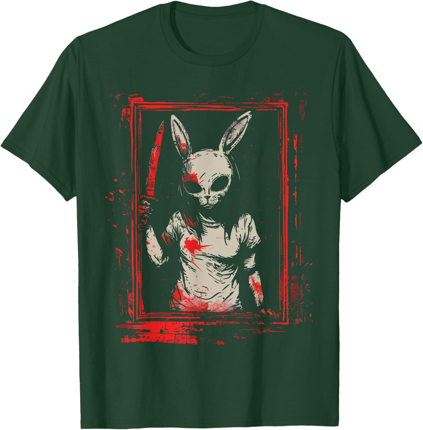 Horror Bunny Mask Girl Slasher Goth Creepy Scary Evil Rabbit T-Shirt - T-Shirt | Forest