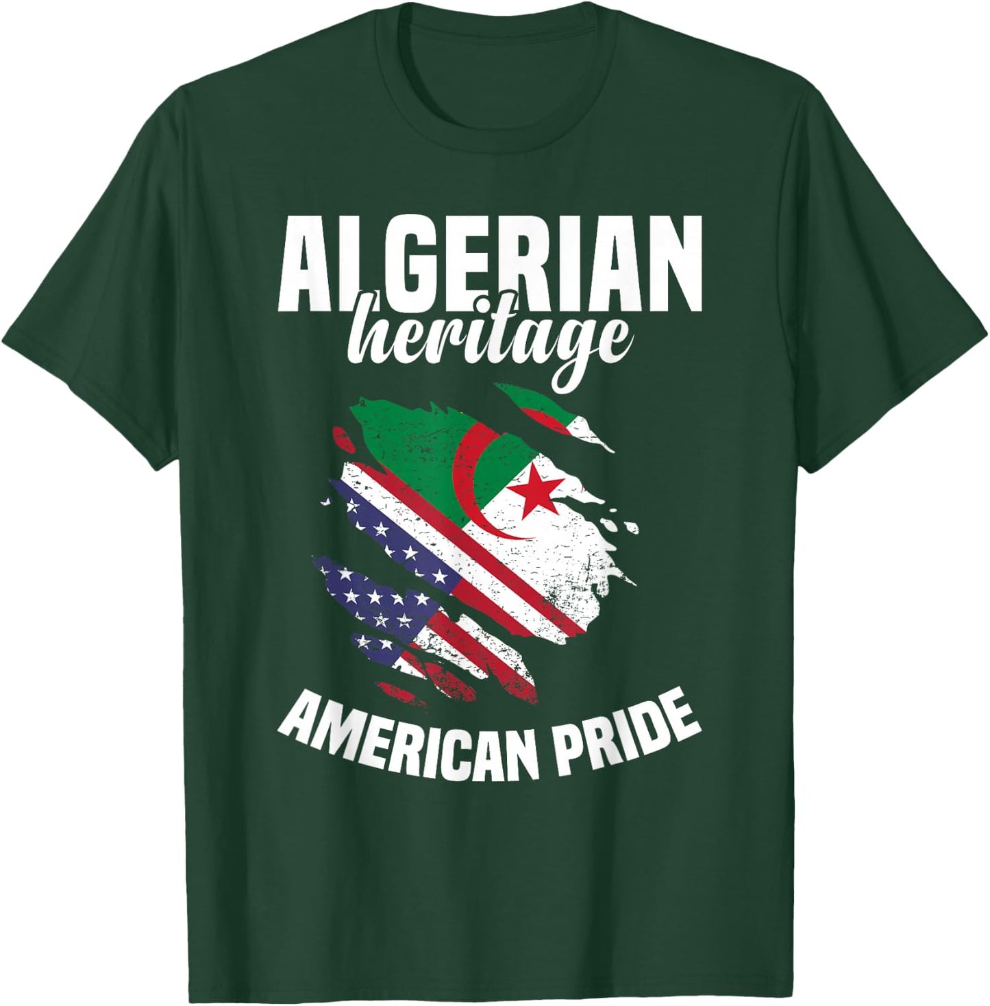 Algeria Flag Outfit American Flags US Uniform Algerian T-Shirt - T-Shirt | Forest