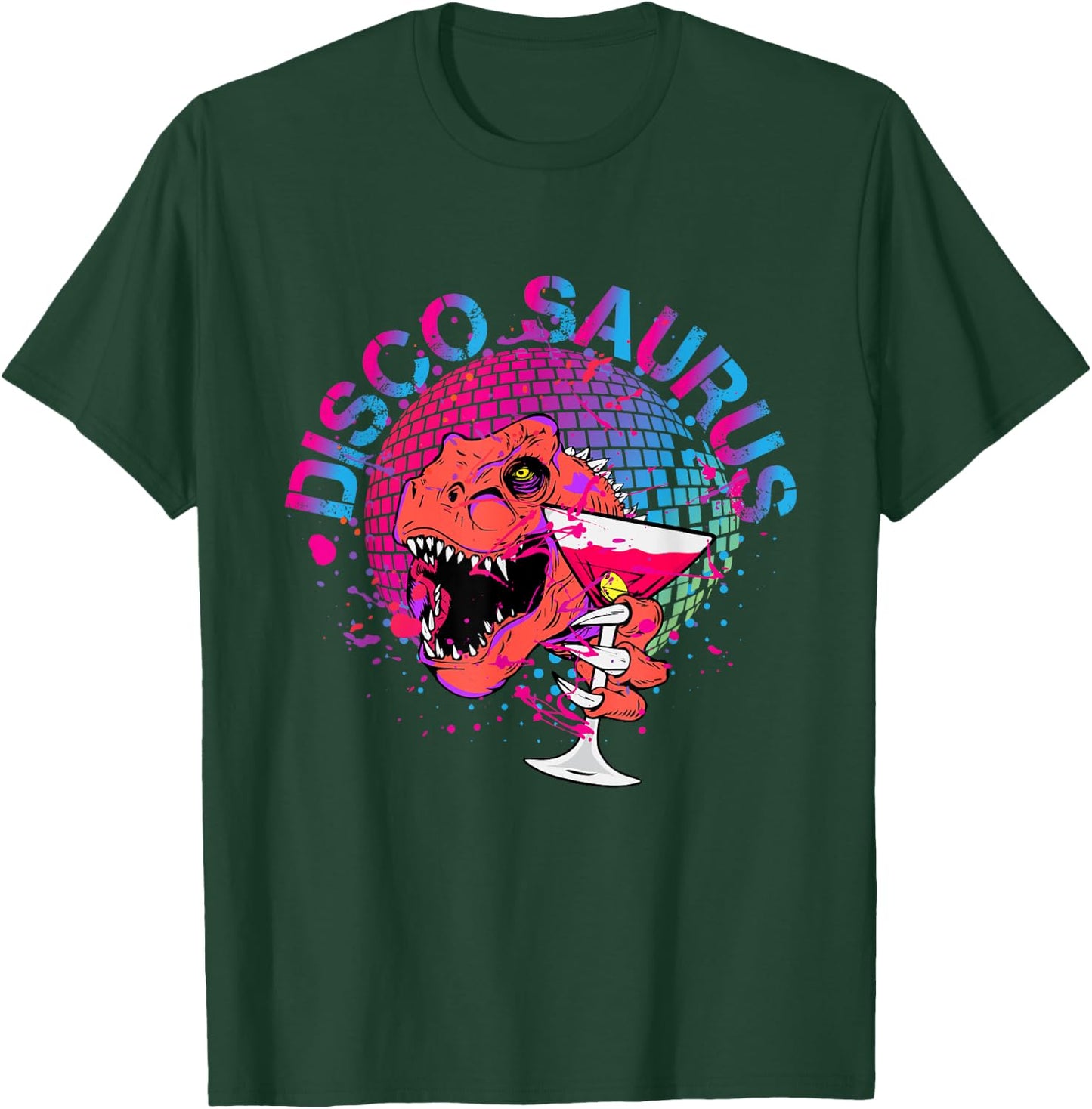 Disco Saurus Disco Dinosaur DJ Party Celebrations Club Dino Design T-Shirt - T-Shirt | Forest