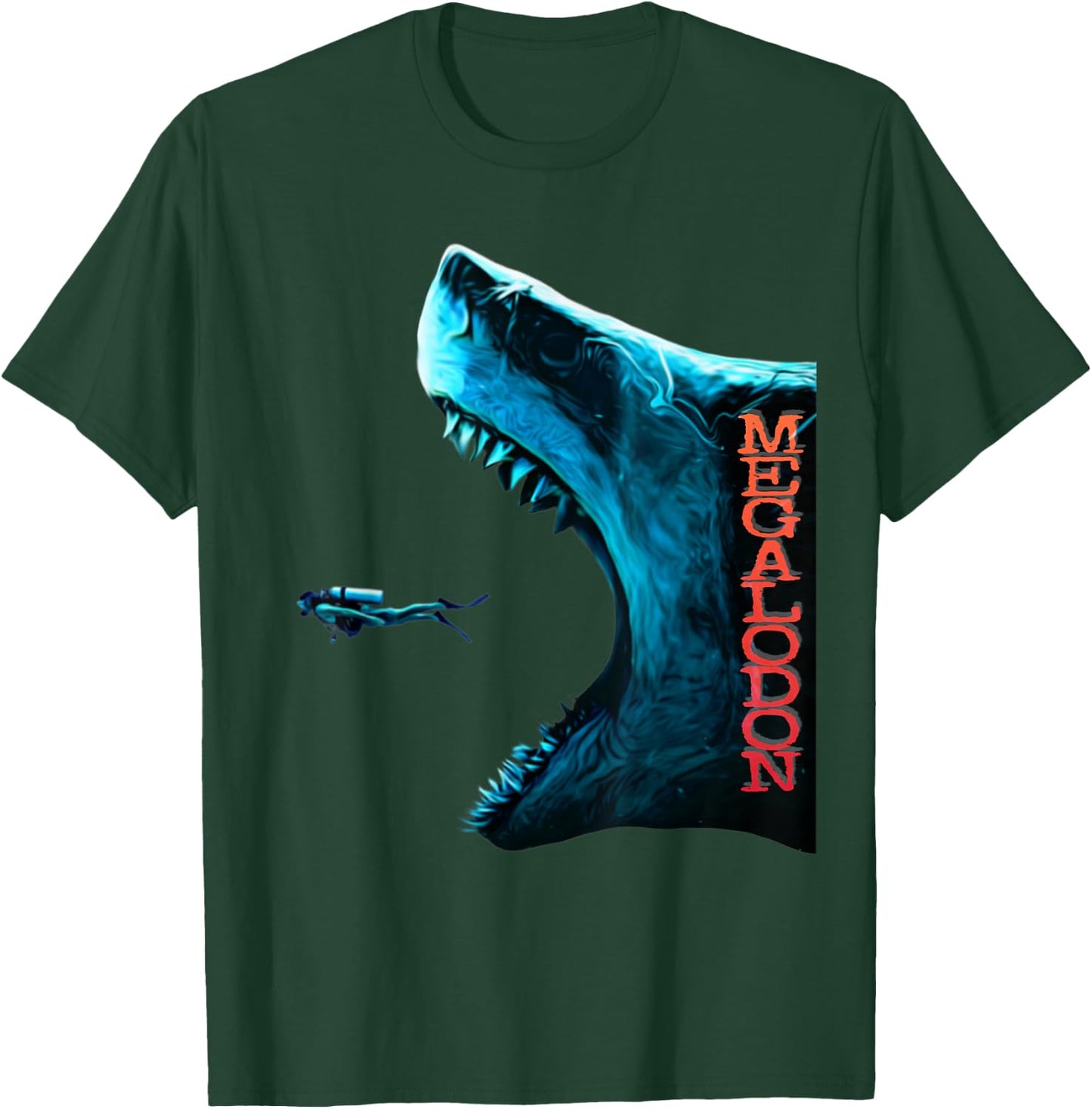 Megalodon Primeval Shark Dorsal Fin Teeth Ocean Predator T-Shirt - T-Shirt | Forest