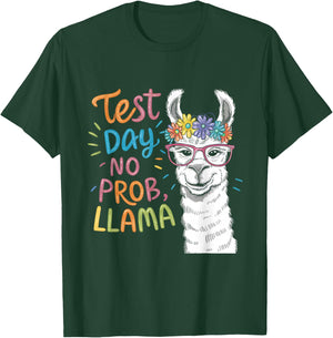 Test Day No Problem Llama Teacher Testing Day Girls Boys T-Shirt - T-Shirt | Forest