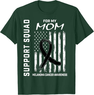 Black Melanoma Cancer Awareness Flag Mom Support Products T-Shirt - T-Shirt | Forest