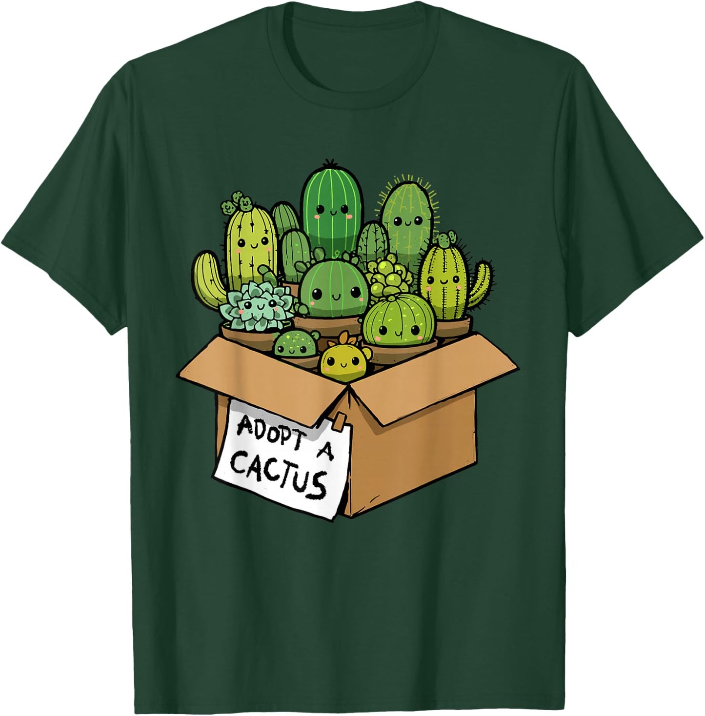 Cactus Shirt Adopt A Cactus Succulent Plant Cacti Botanical , black T-Shirt - T-Shirt | Forest