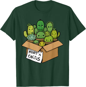 Cactus Shirt Adopt A Cactus Succulent Plant Cacti Botanical , black T-Shirt - T-Shirt | Forest