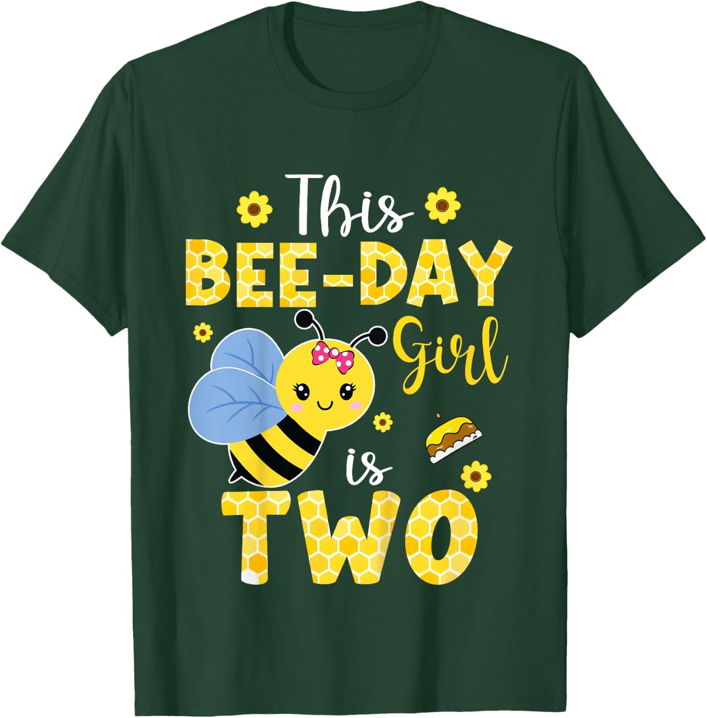 This Bee-Day Girl Is Two 2 Years Old 2nd Birthday Kids T-Shirt - T-Shirt | Forest