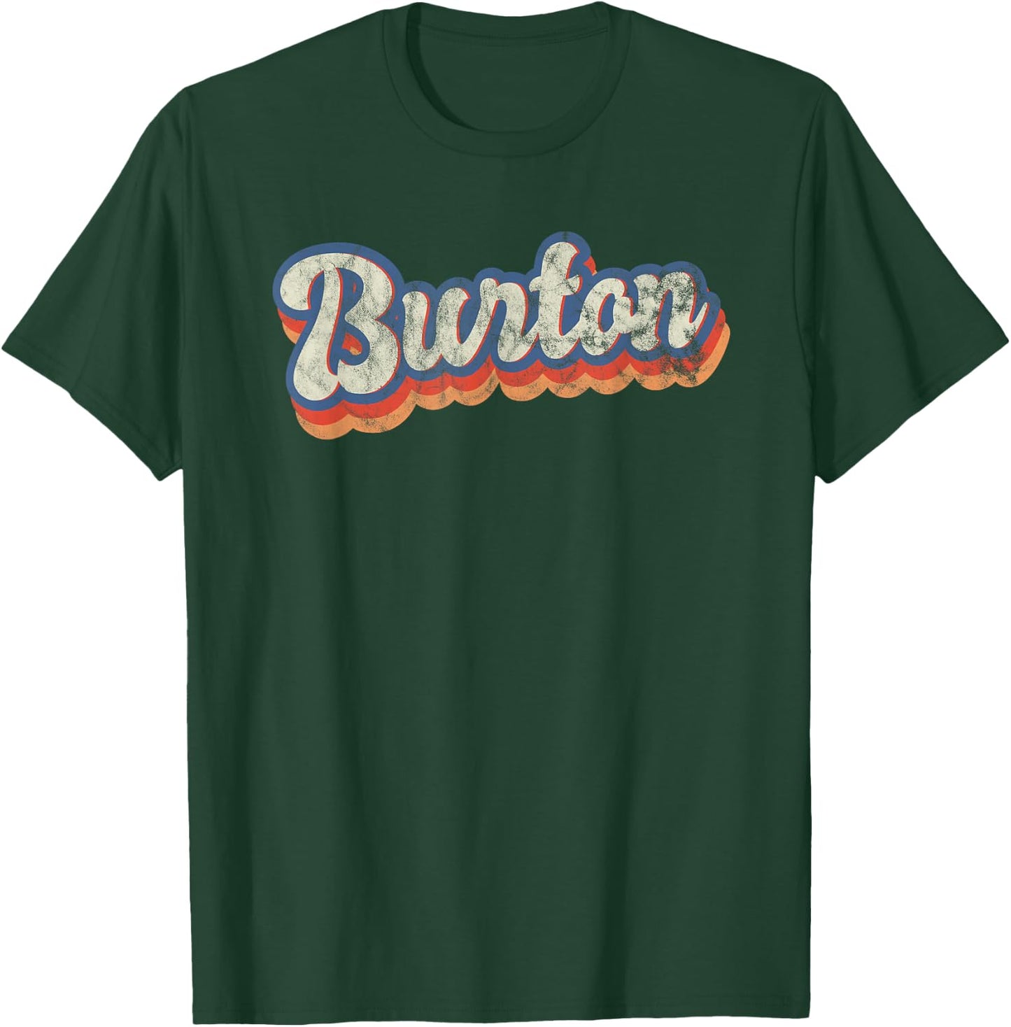 Burton Personalised Name Shirt, Custom Writing 70s , black T-Shirt - T-Shirt | Forest