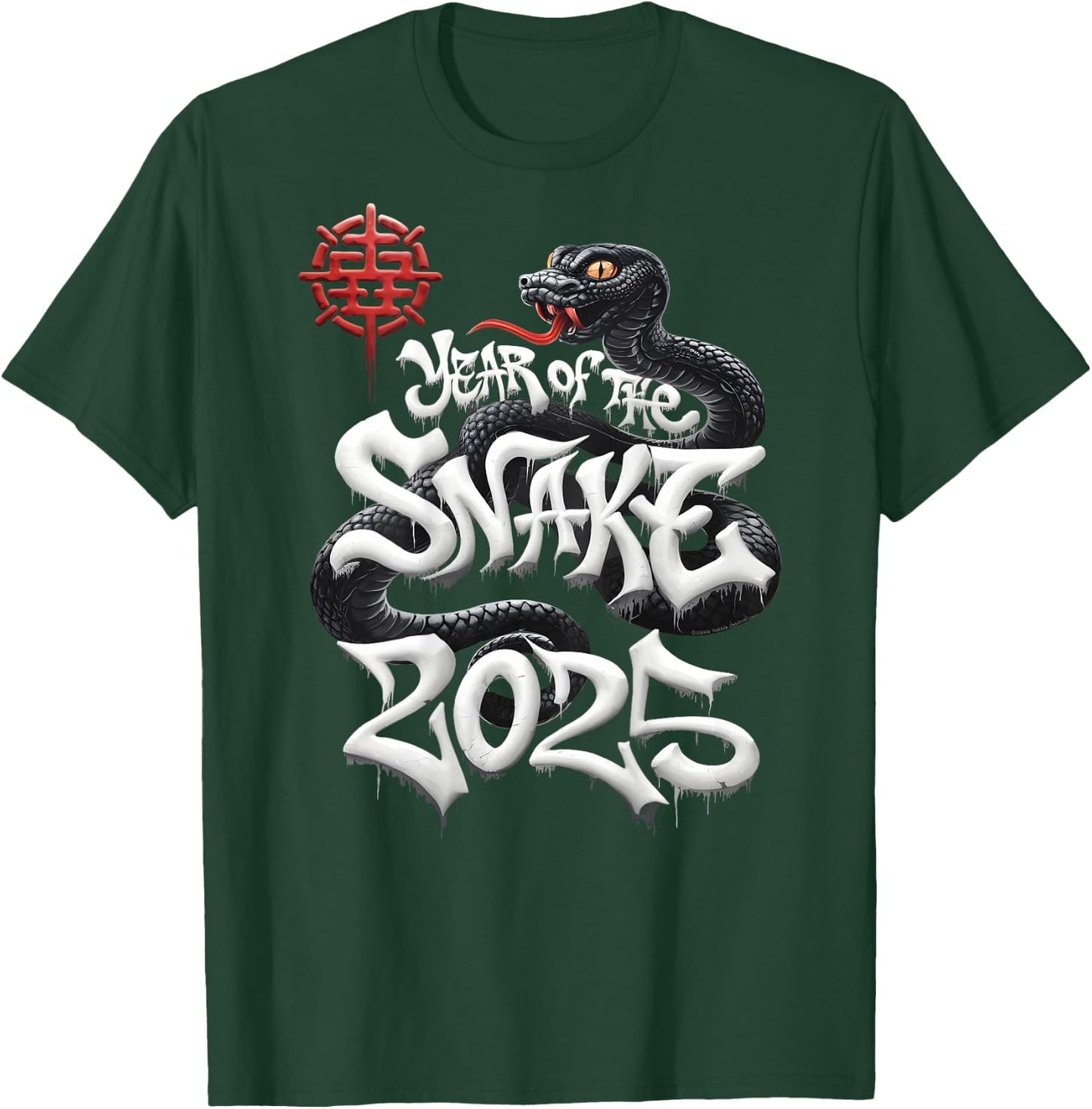 On Back | Year Of The Snake 2025 Lunar and Chinese New Year T-Shirt - T-Shirt | Forest