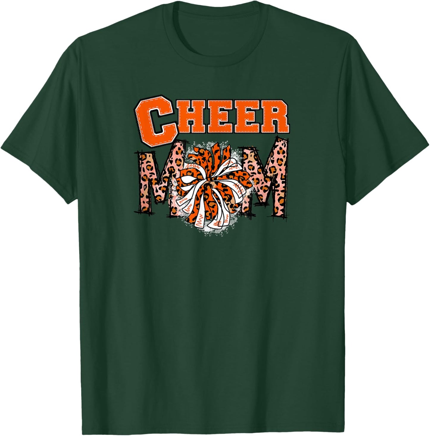 Cheer Mom - Cute Leopard Letters - Orange Team - Cheerleader T-Shirt - T-Shirt | Forest
