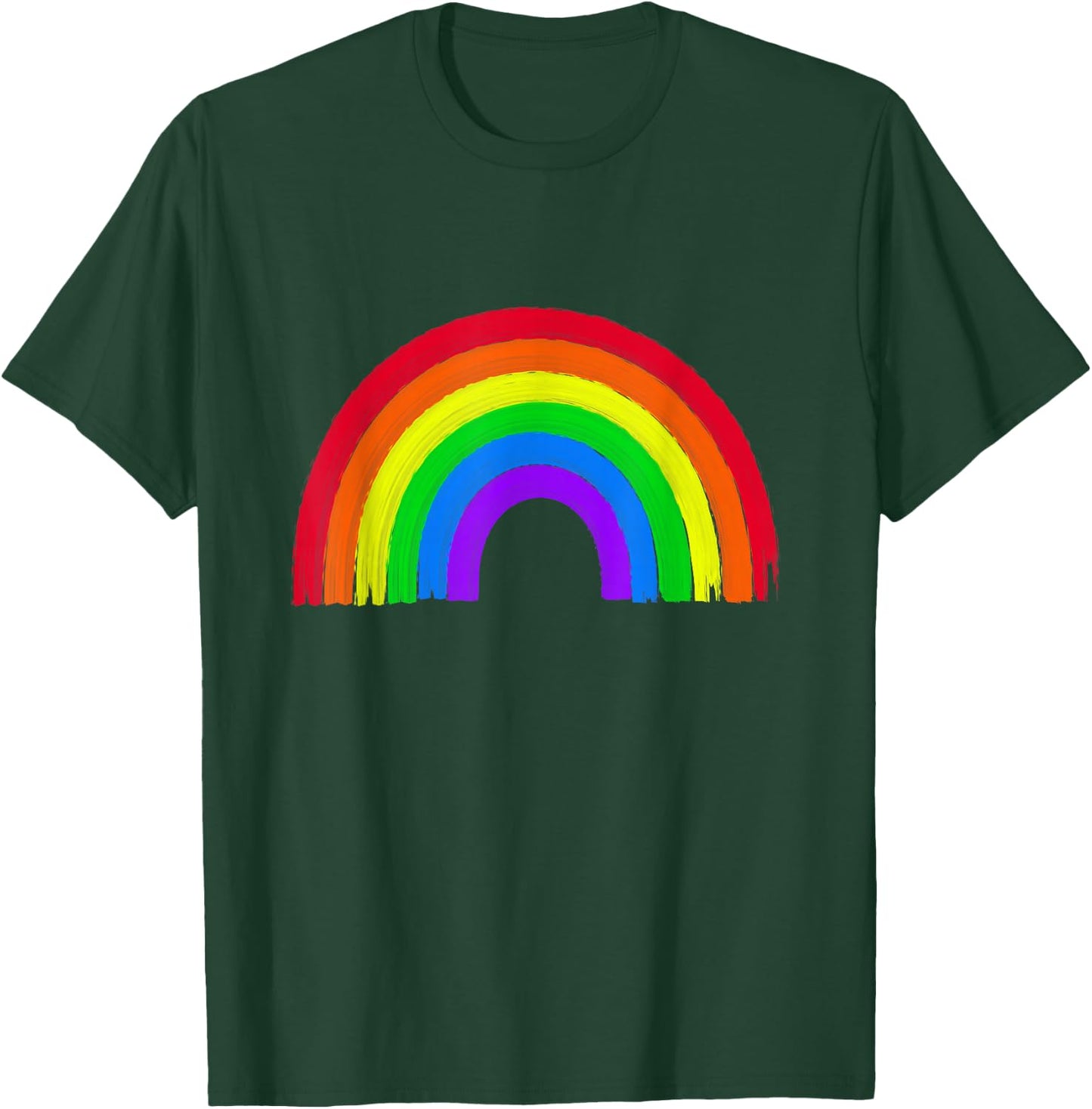 Rainbow with beautiful colourful colours - retro vintage , black T-Shirt - T-Shirt | Forest