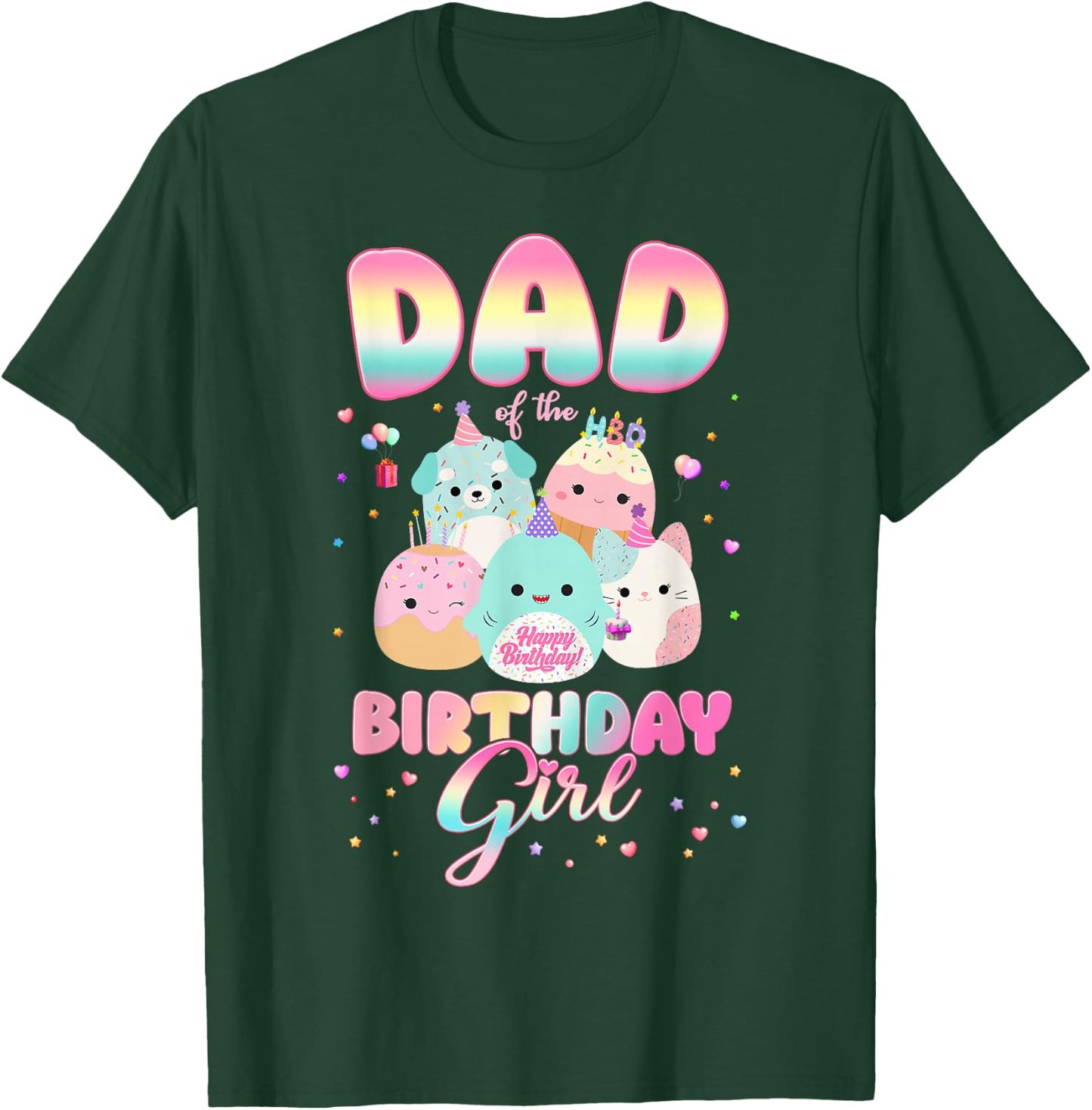 Birthday Family Party Squish Squad Dad Of The Birthday Girl T-Shirt - T-Shirt | Forest