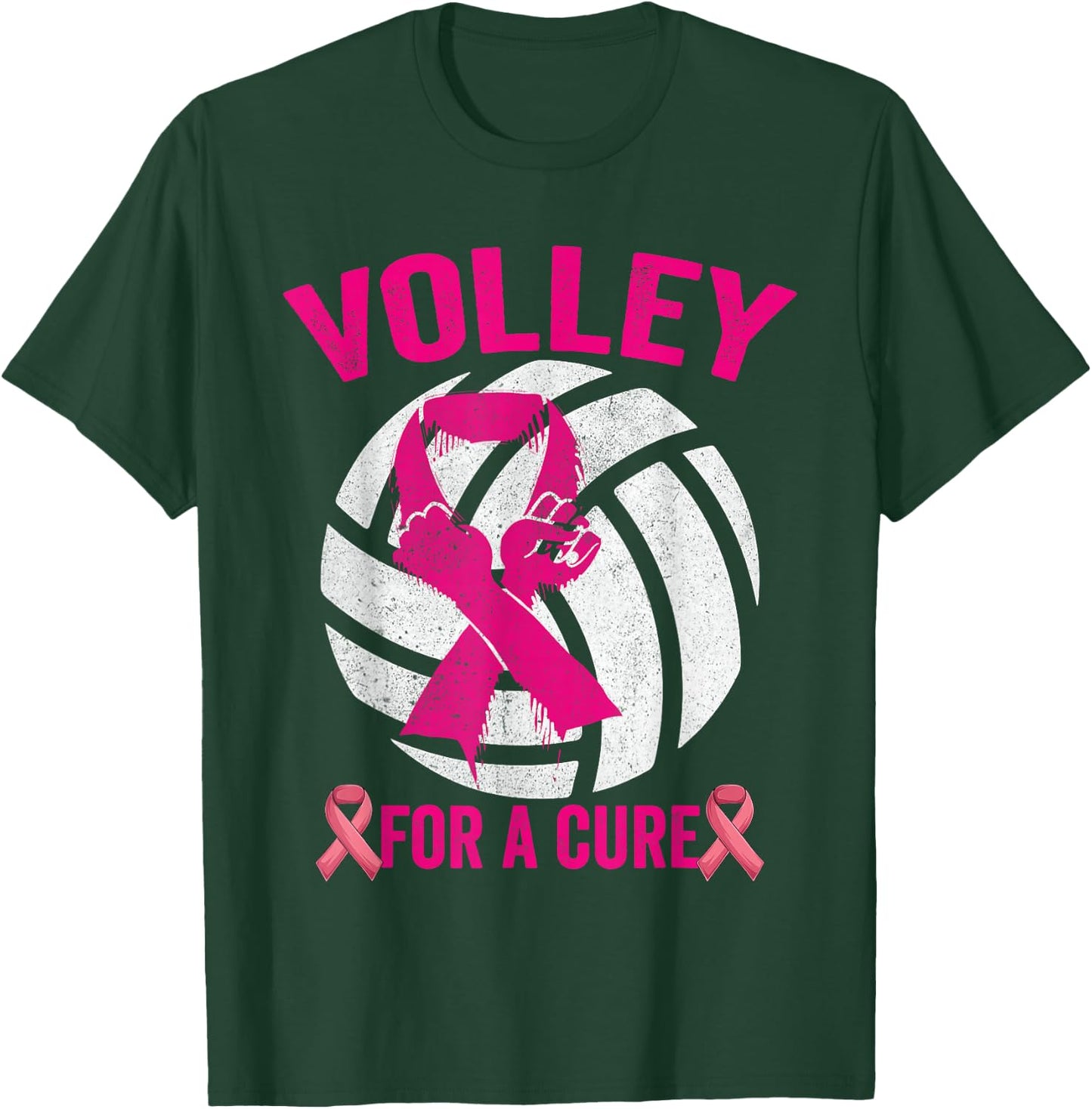 Volley For A Cure Volleyball Breast Cancer Awareness T-Shirt - T-Shirt | Forest