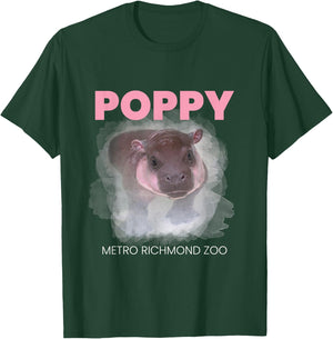Poppy Cute Baby Pygmy Hippo Official Merch T-Shirt - T-Shirt | Forest