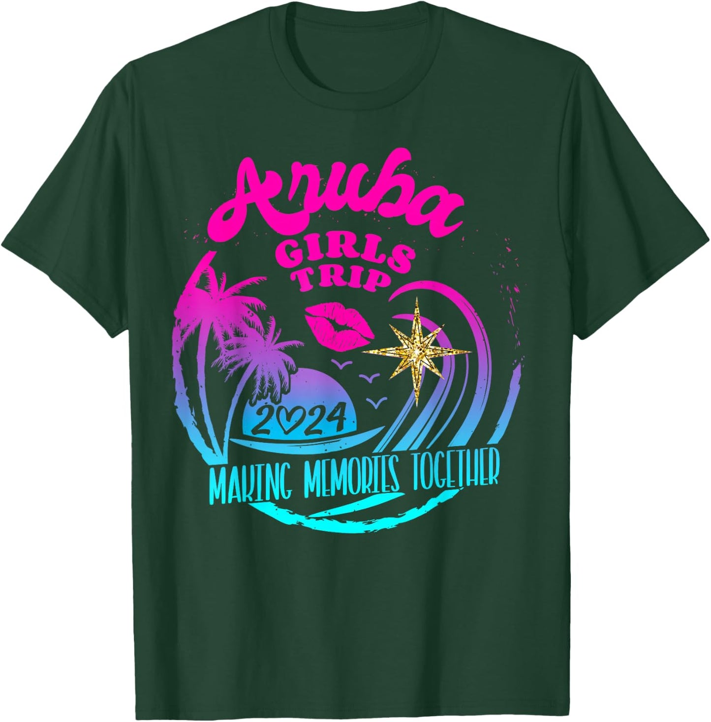 Girls Trip Aruba 2024 Beach Weekend Birthday Squad T-Shirt - T-Shirt | Forest