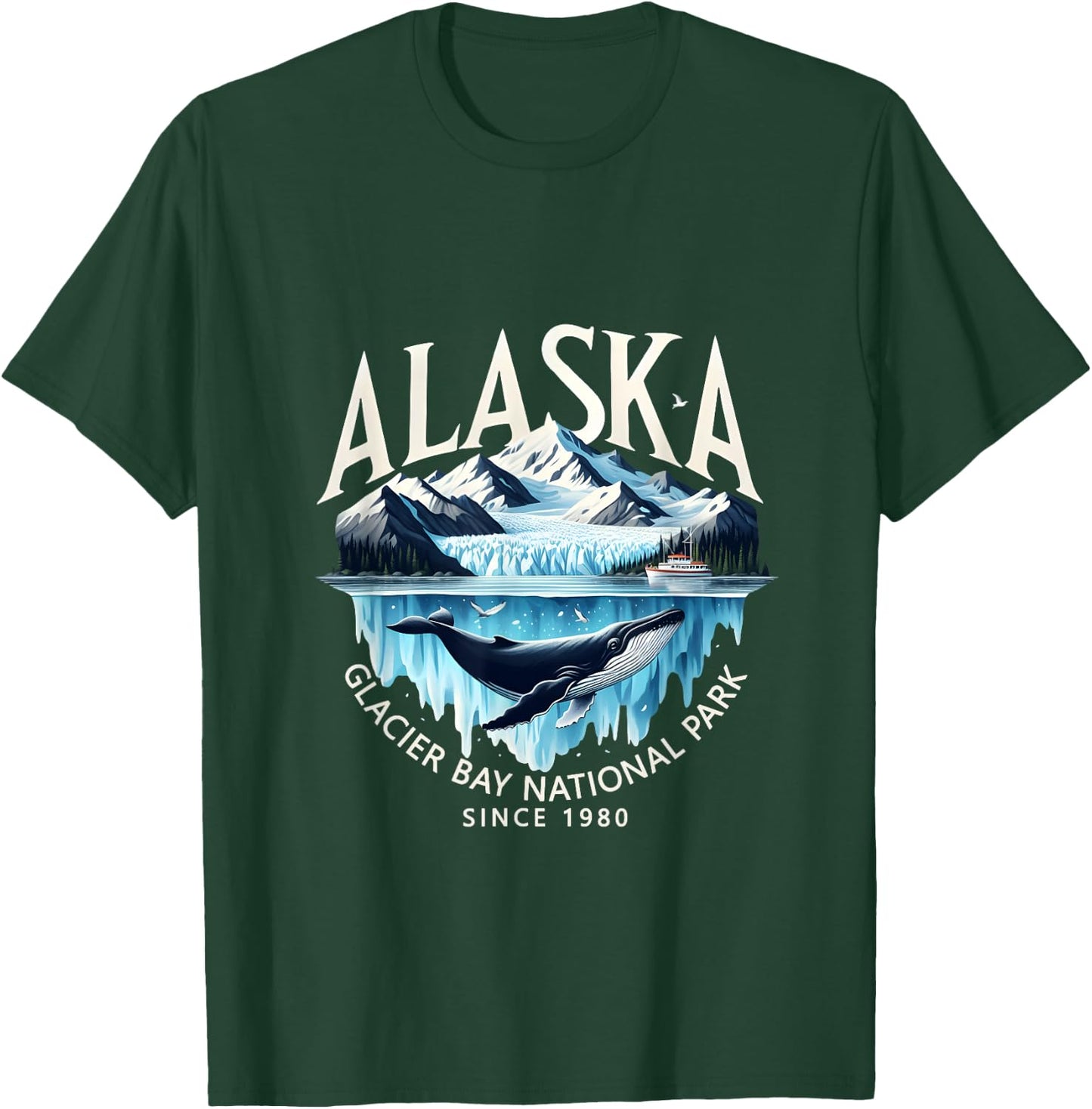 Alaska Glacier Bay National Park Sine 1980 Alaska Cruise T-Shirt - T-Shirt | Forest