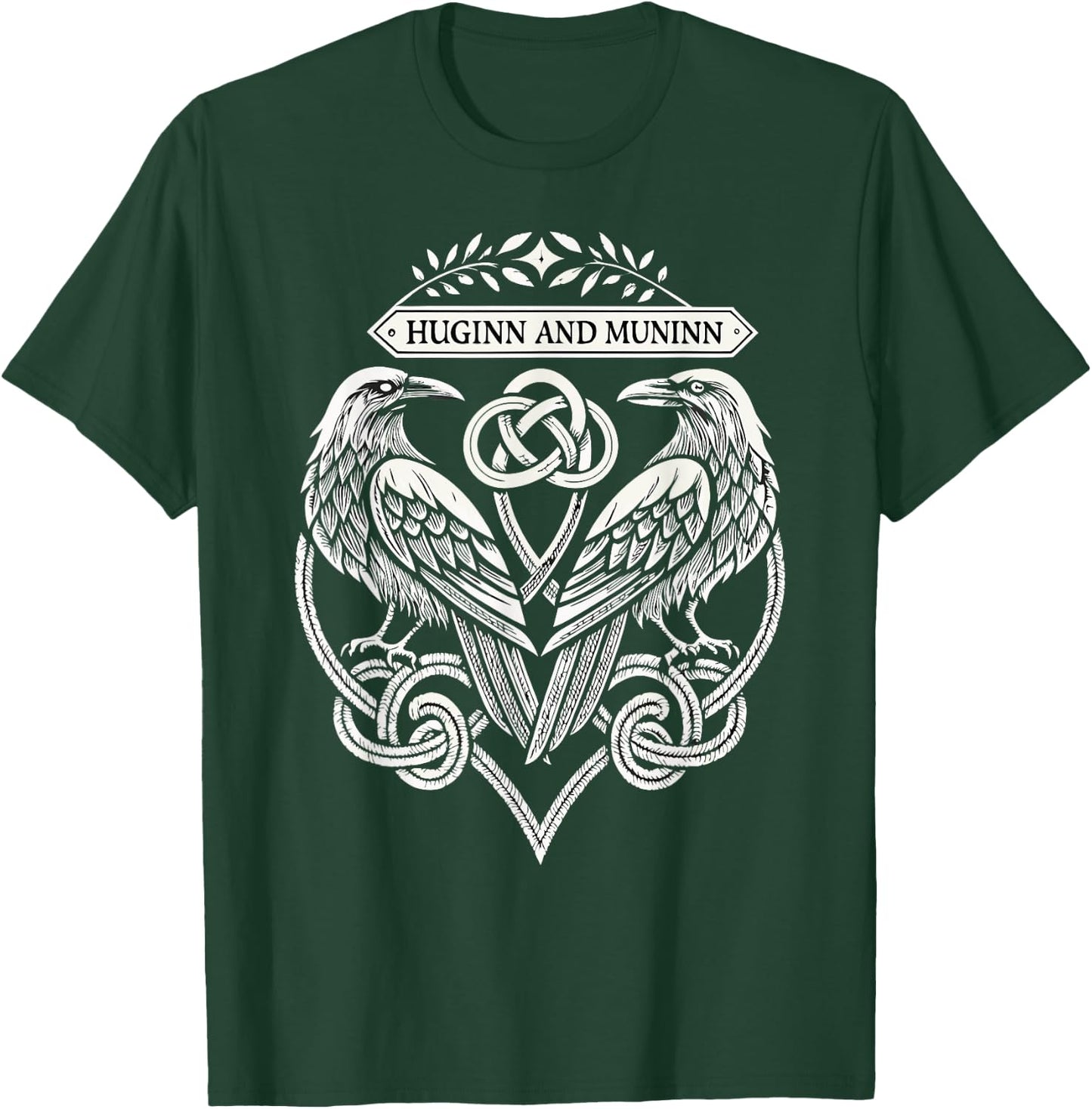 Celtic & Norse Ravens Norse Runes - Huginn & Muninn Viking T-Shirt - T-Shirt | Forest