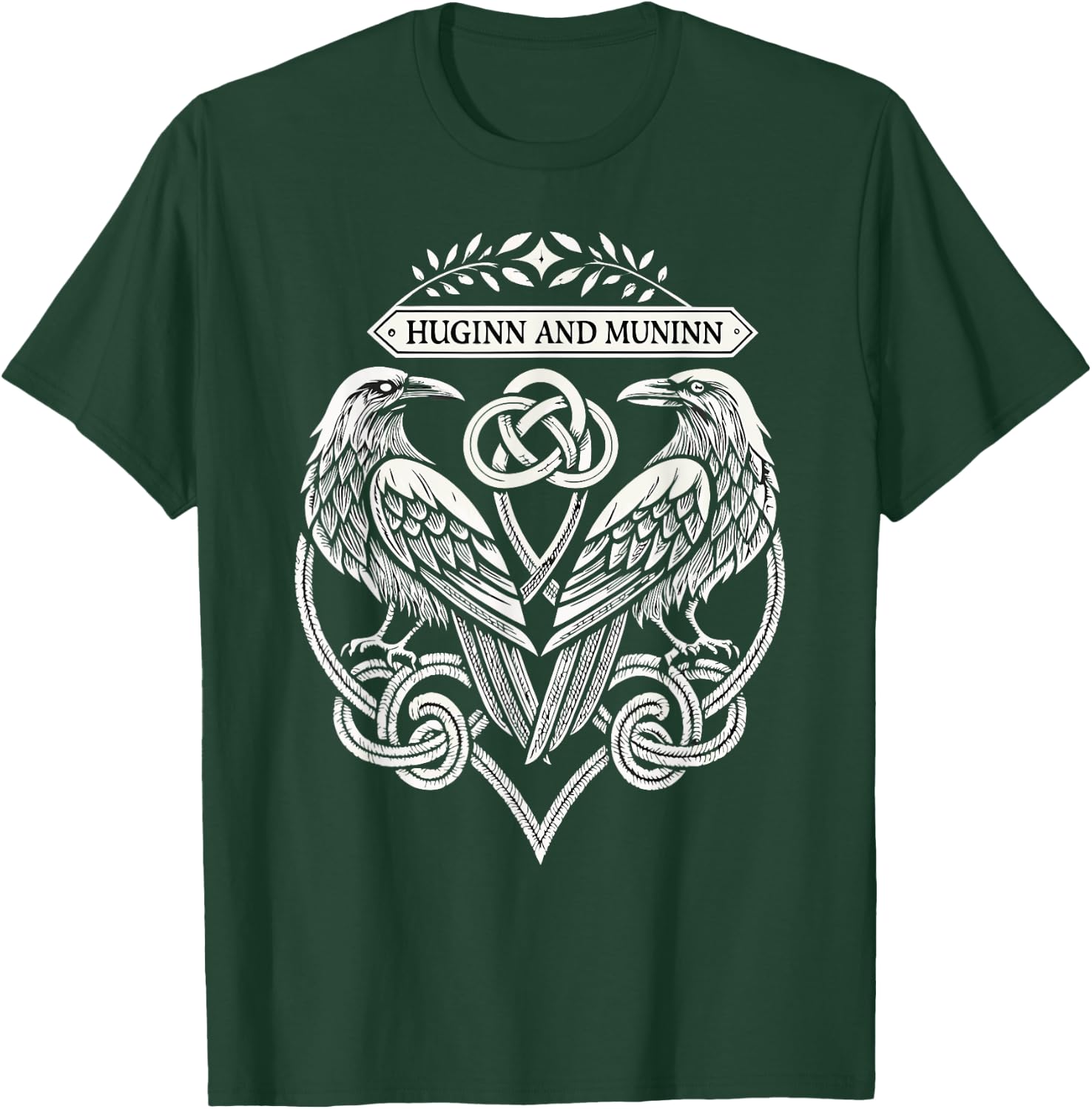 Celtic & Norse Ravens Norse Runes - Huginn & Muninn Viking T-Shirt - T-Shirt | Forest