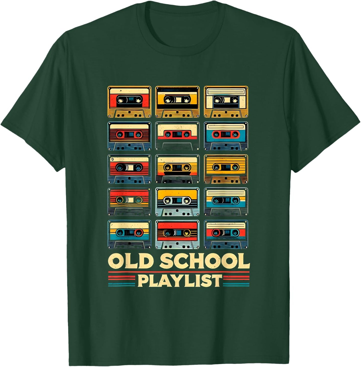 Old School Playlist Retro 80s 90s Cassette Tape Music T-Shirt - T-Shirt | Forest