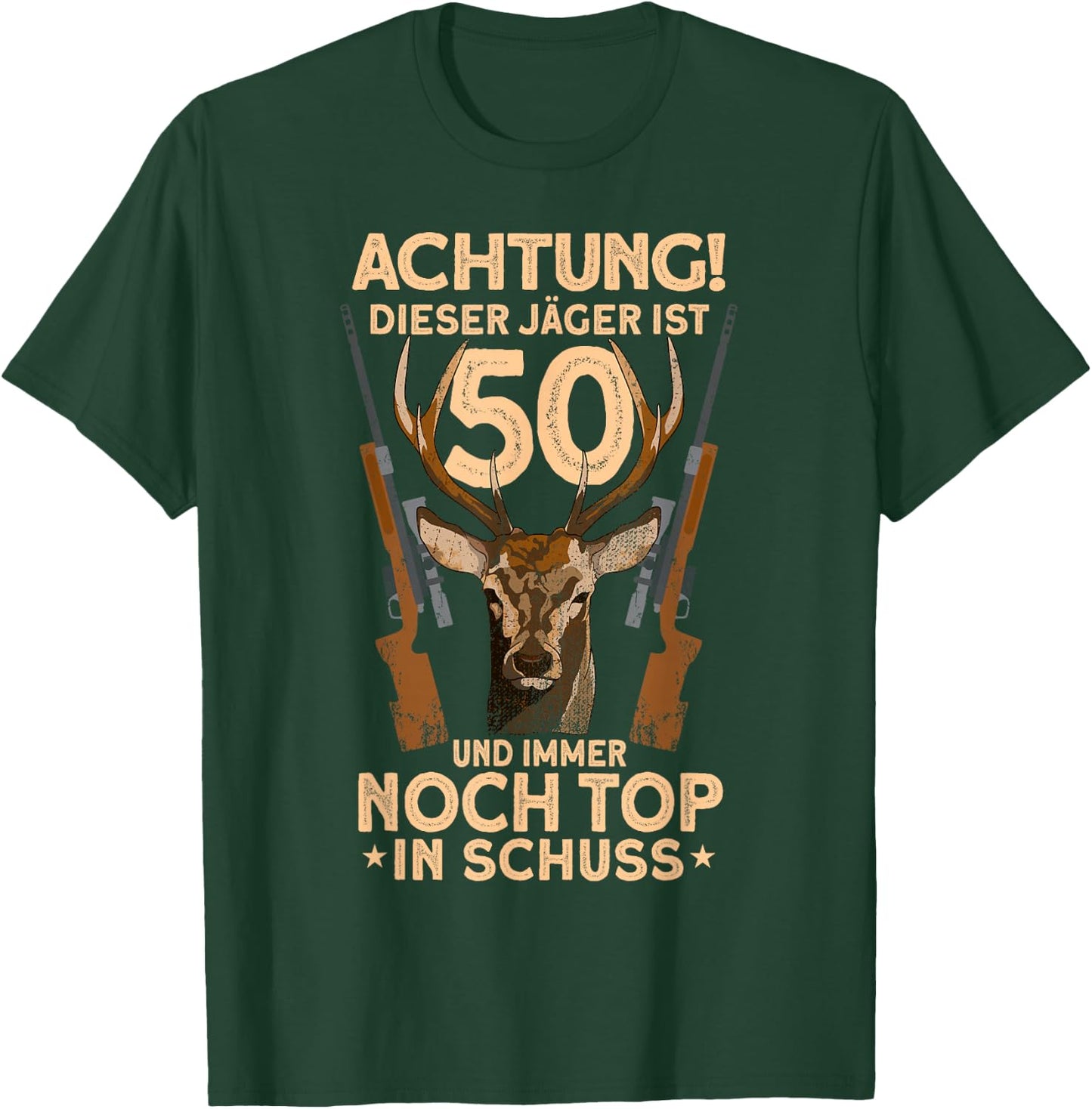 Men's 50 Years Deer Hunter 50th Birthday Hunting , black, s T-Shirt - T-Shirt | Forest