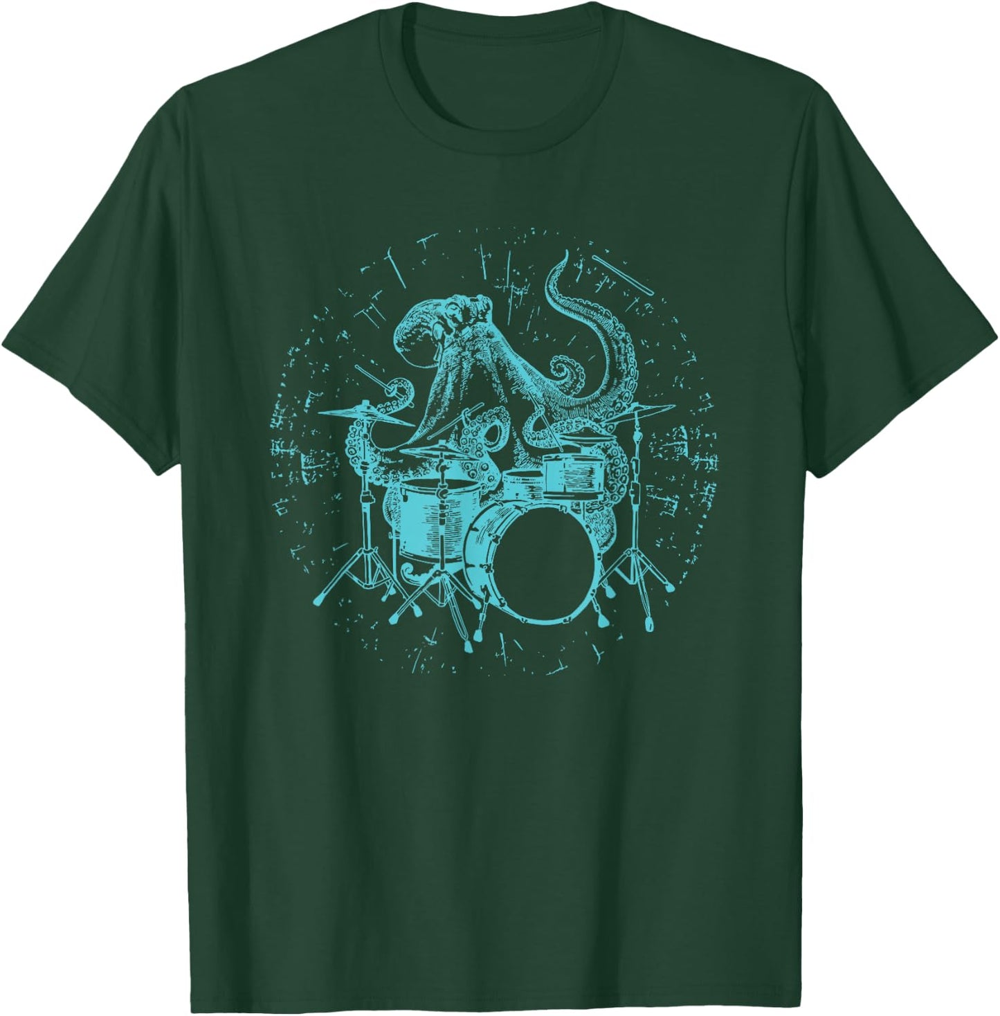 Octopus Playing Drums Funny Beach Drummer Rock Musician T-Shirt - T-Shirt | Forest