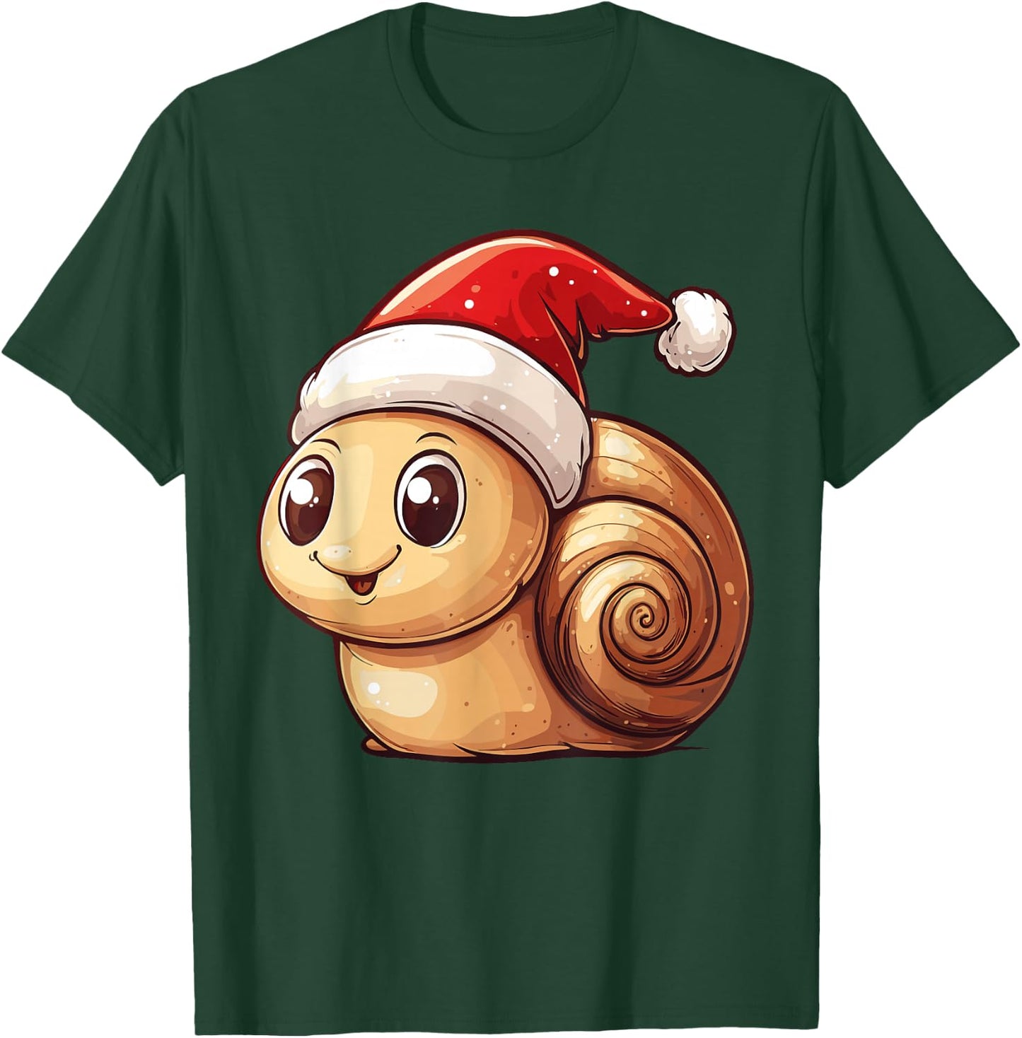 Snail Santa Hat Funny Snail Lovers Boys Girls Kids Christmas T-Shirt - T-Shirt | Forest