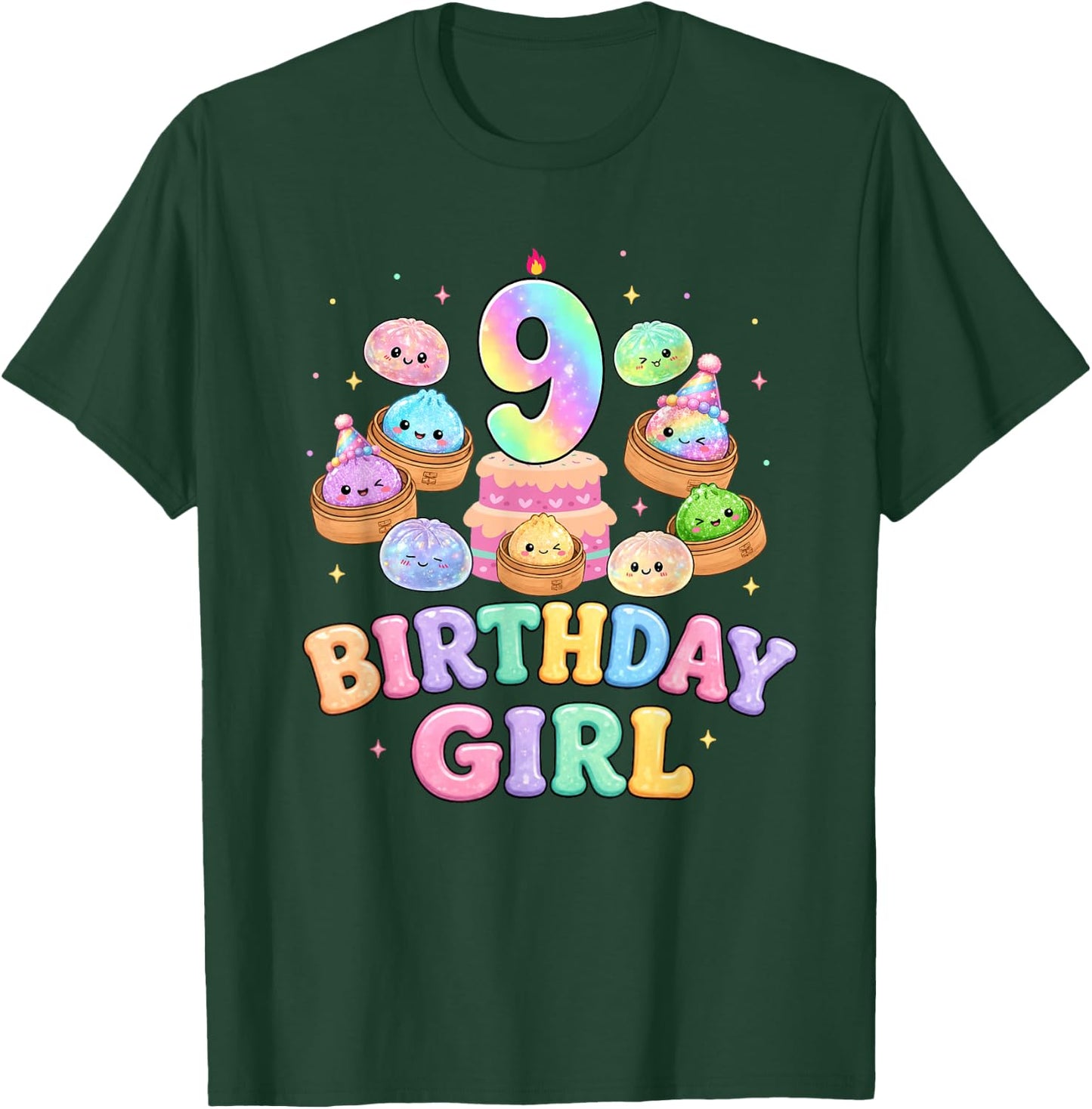 9th Birthday Girl Dumpling Shirt Cute Kawaii Dumpling Party T-Shirt - T-Shirt | Forest