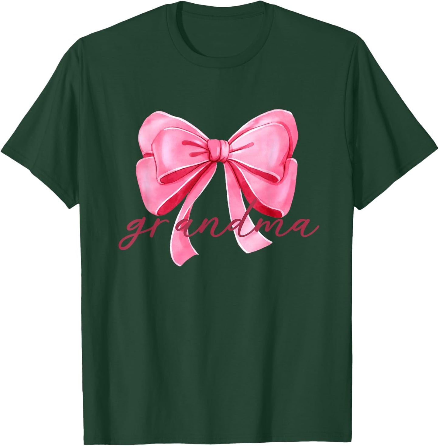 Grandma Pink Bow Birthday Baby Shower Family Pink Ribbon T-Shirt - T-Shirt | Forest