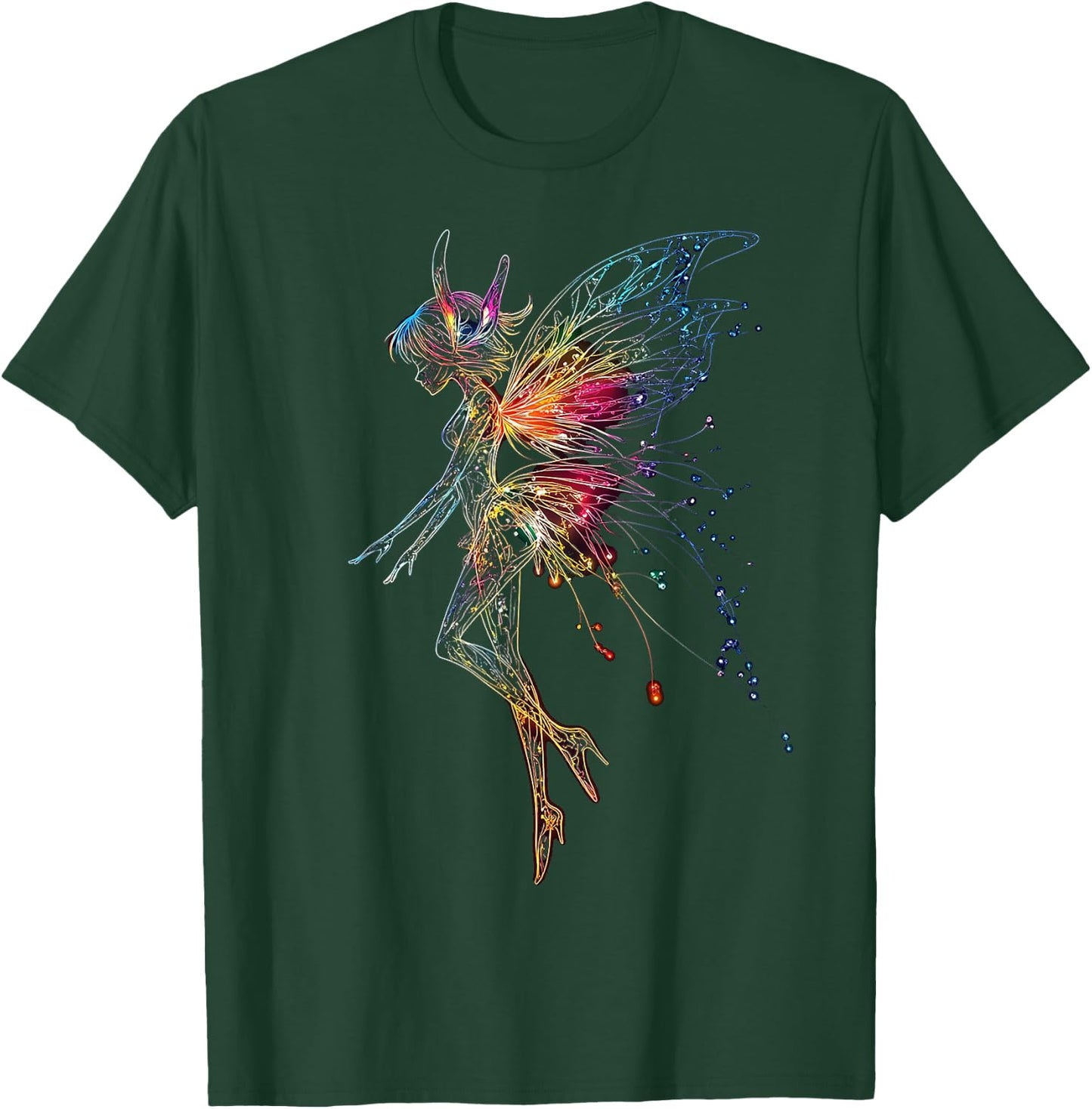 Fairy Mythical Graphic Fantasy Illustration Fairy , Black, S T-Shirt - T-Shirt | Forest