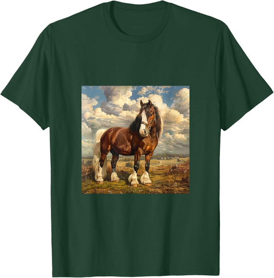 Clydesdale horse Cottagecore , Small, Black T-Shirt - T-Shirt | Forest