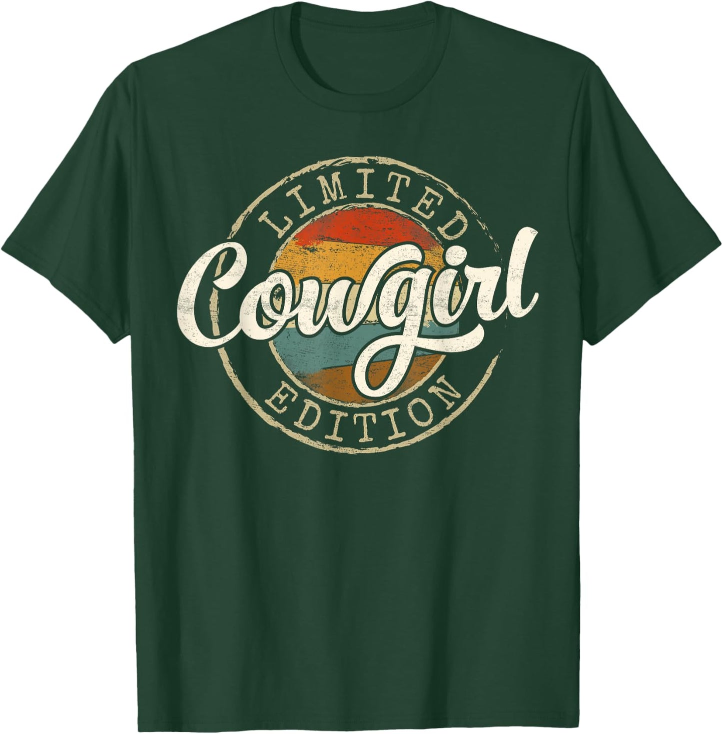 Cowgirl Limited Edition Vintage Stamp Western Rancher T-Shirt - T-Shirt | Forest