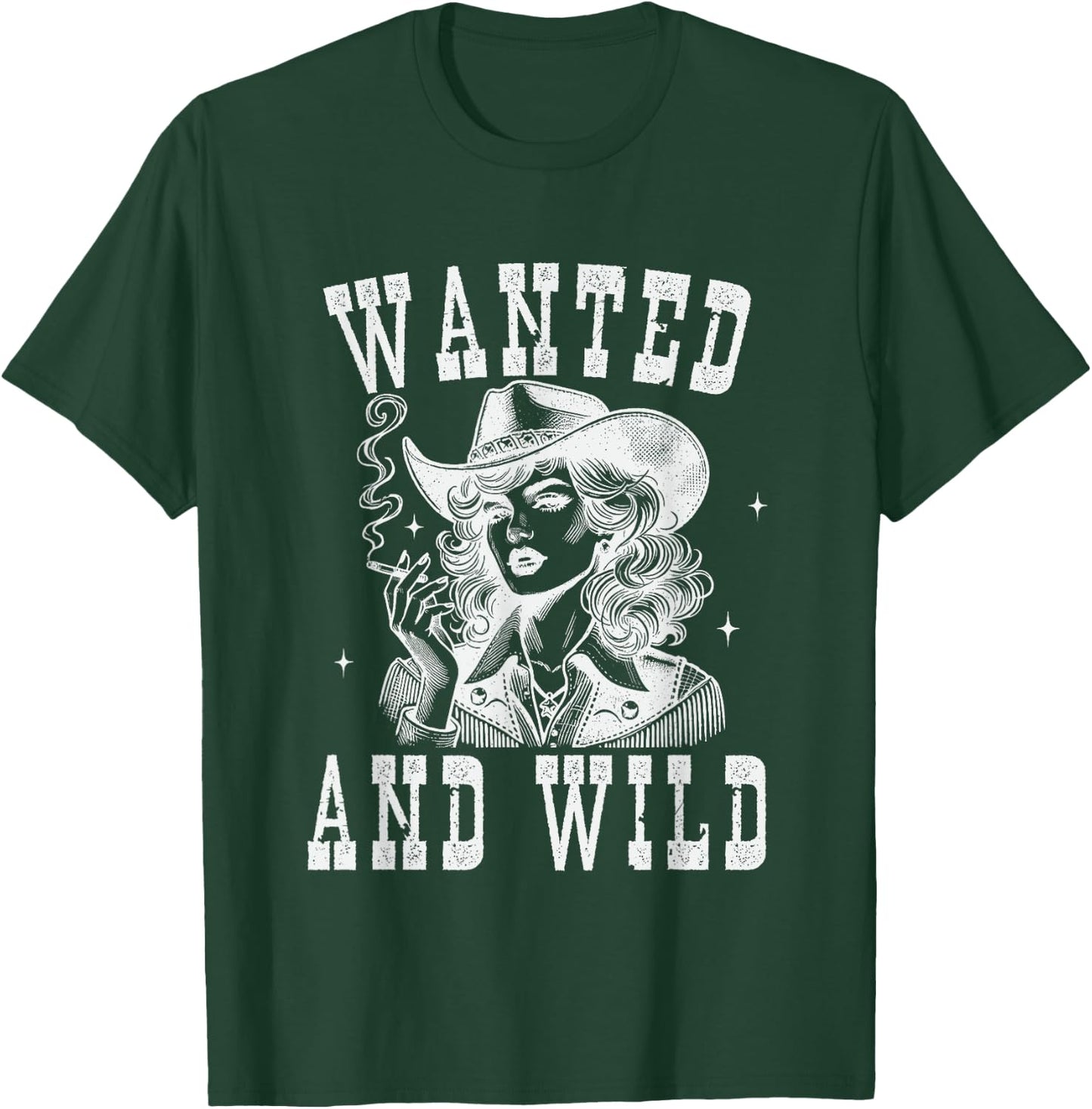 Wanted And Wild Cowboy Lady Illustration T-Shirt - T-Shirt | Forest