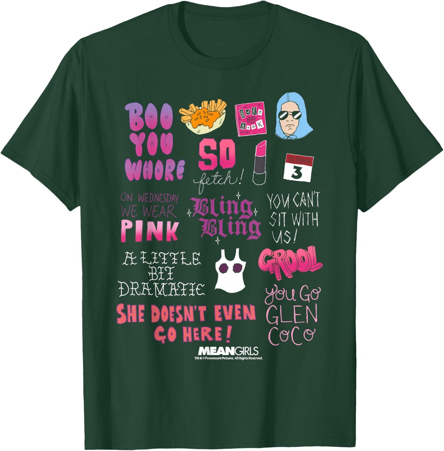 Mean Girls Pink Boo You Fetch Quotes Graphic T-Shirt - T-Shirt | Forest