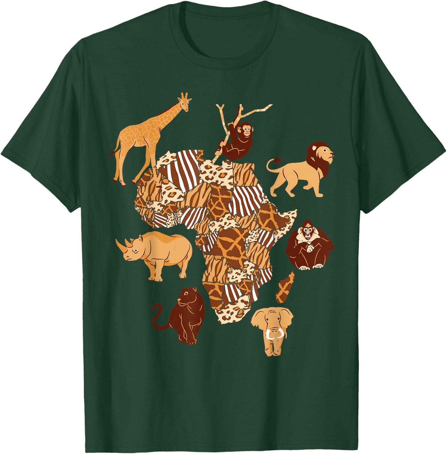 African Animals Map T-Shirt - T-Shirt | Forest