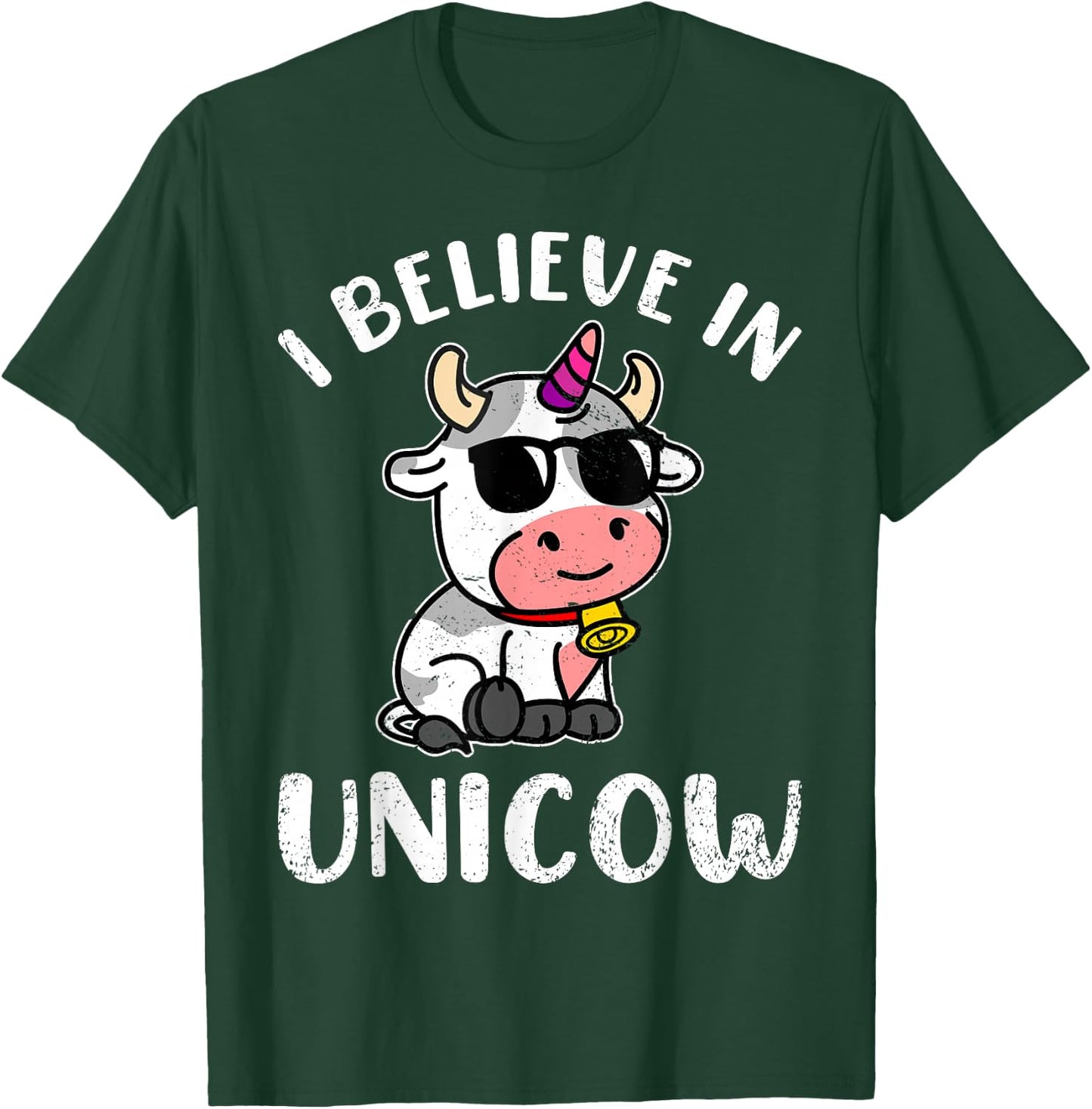Believe In Unicow Funny Shirts Dairy Farmer Cattle Rancher T-Shirt - T-Shirt | Forest